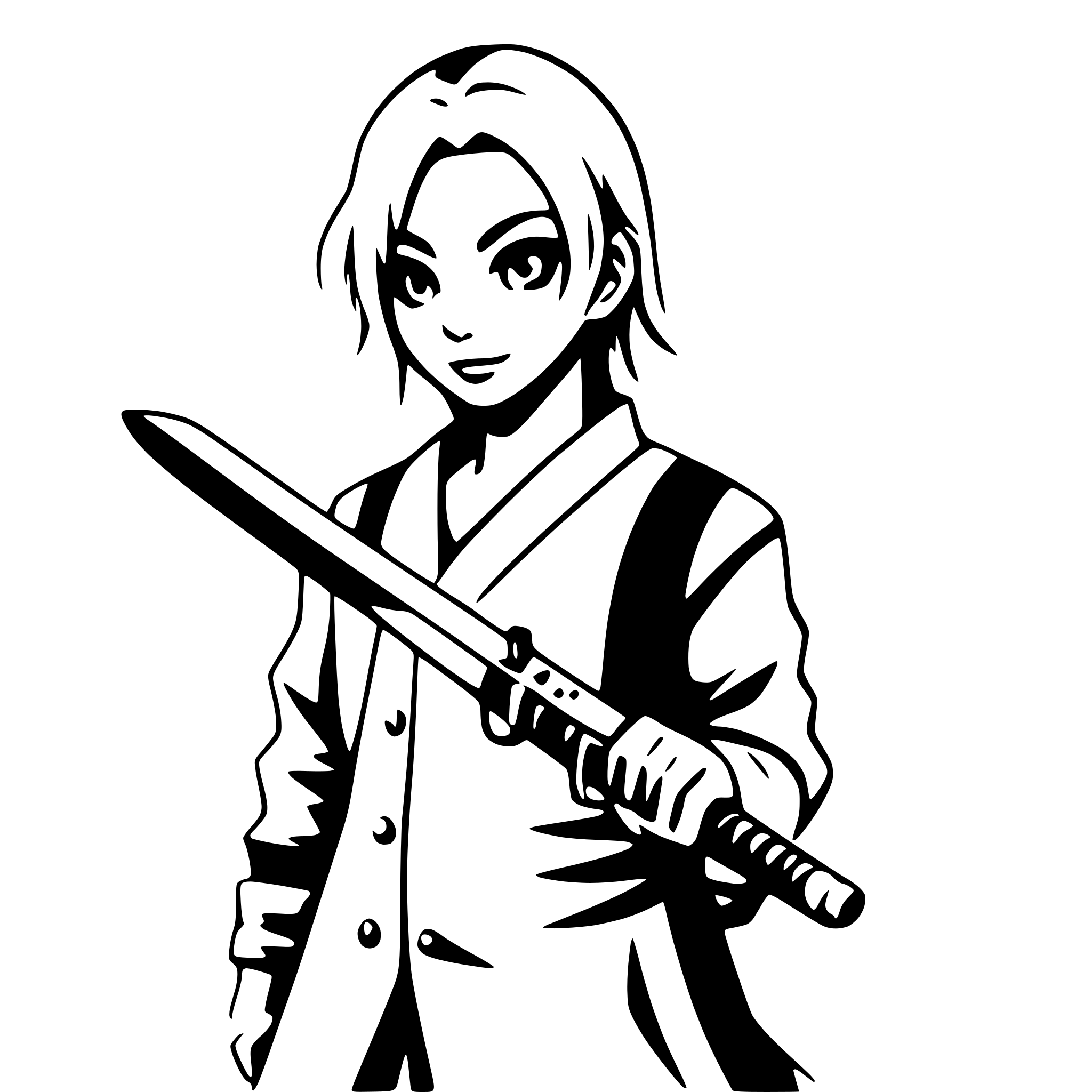 AI-generated SVG of a boy with katana
