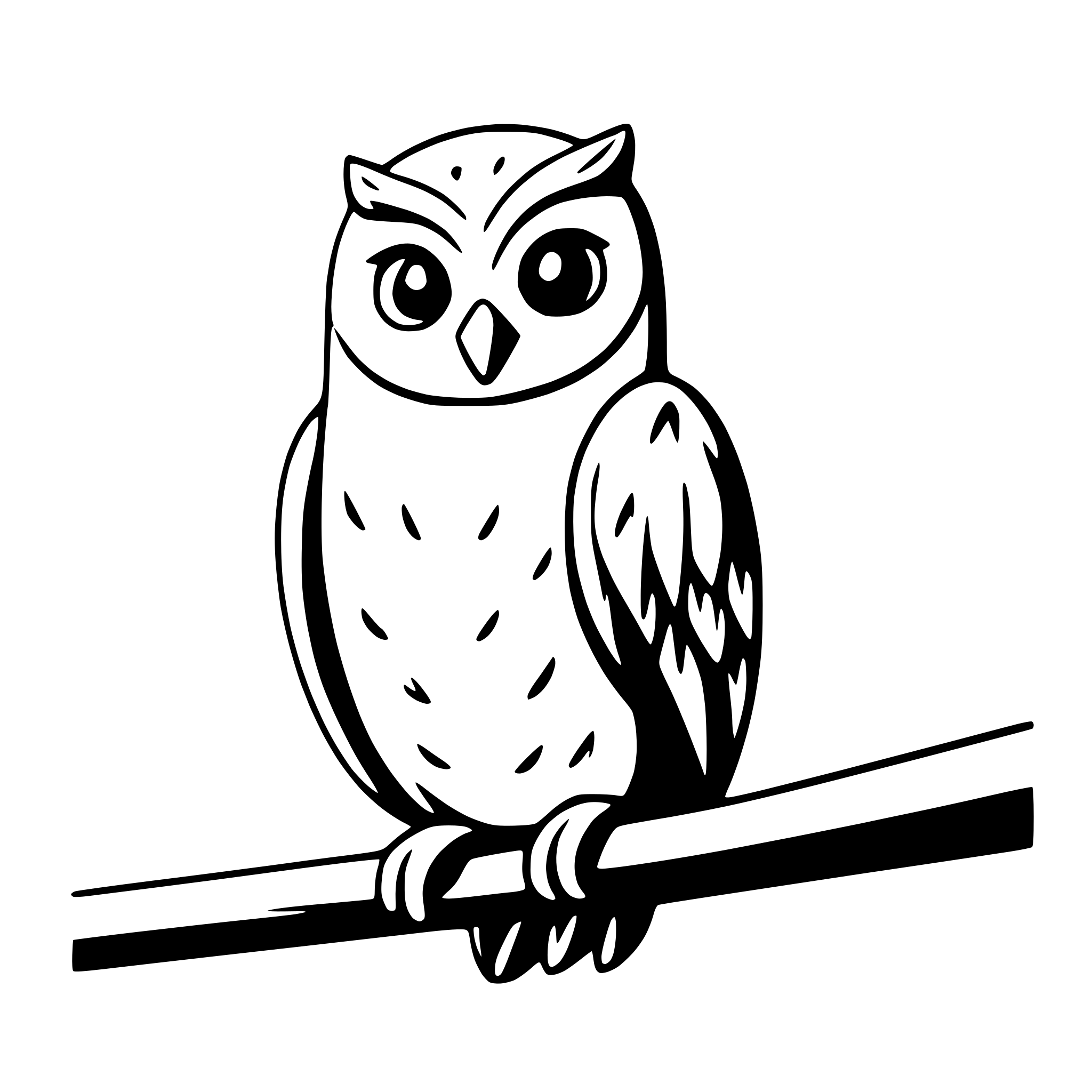 AI-generated SVG of 'owl perched on branch'