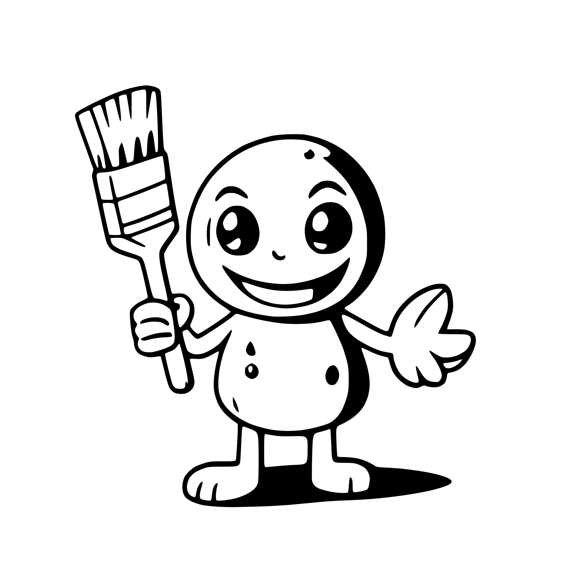 AI-generated SVG of 'a smiling octopus holding paintbrushes'