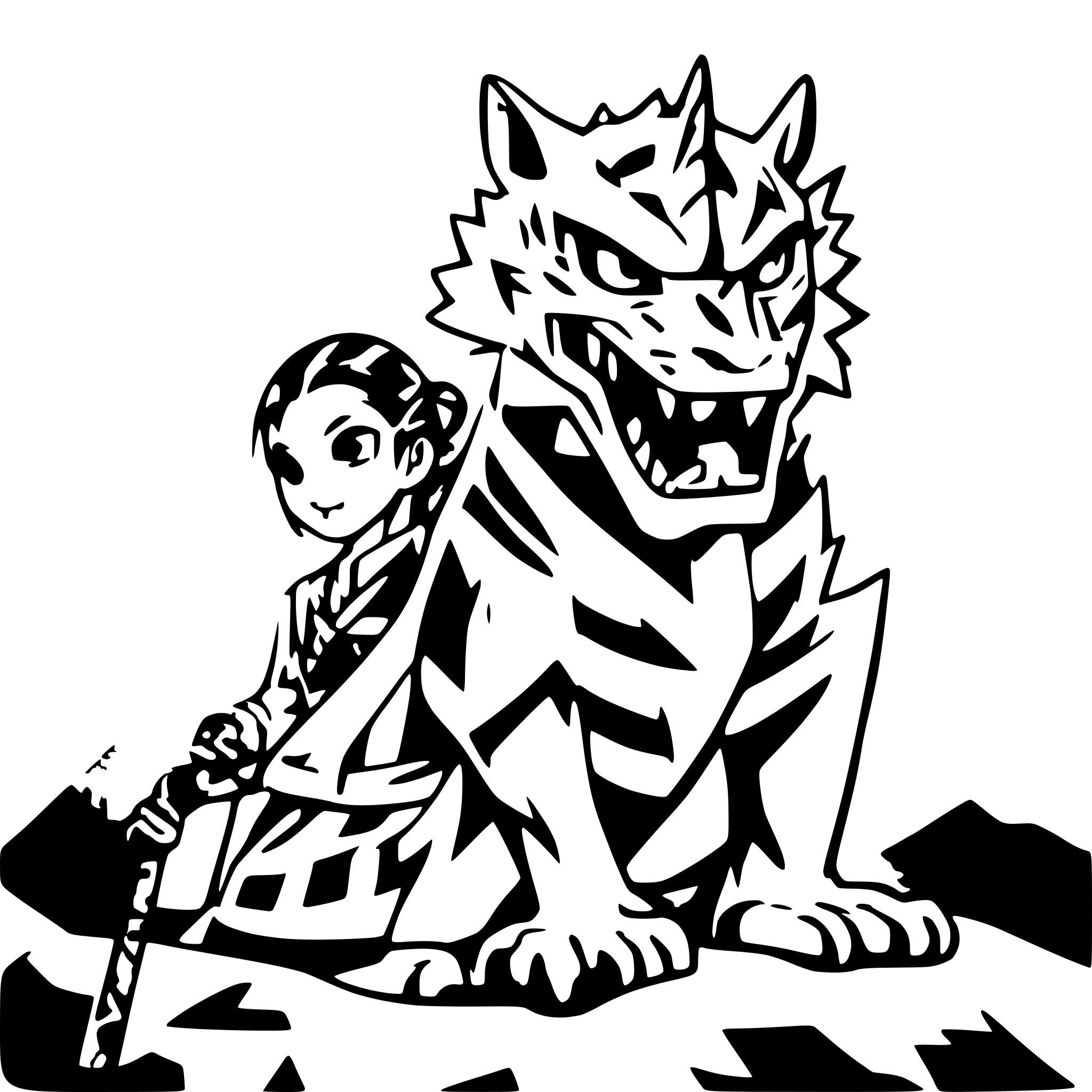 AI-generated SVG of a Dragon Fighting  A Tiger on a Japanese Mountain