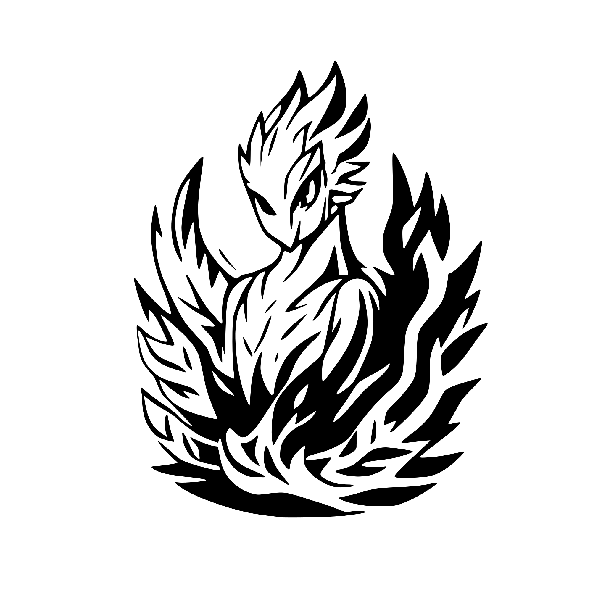 AI-generated SVG of 'A phoenix sitting in flames.'