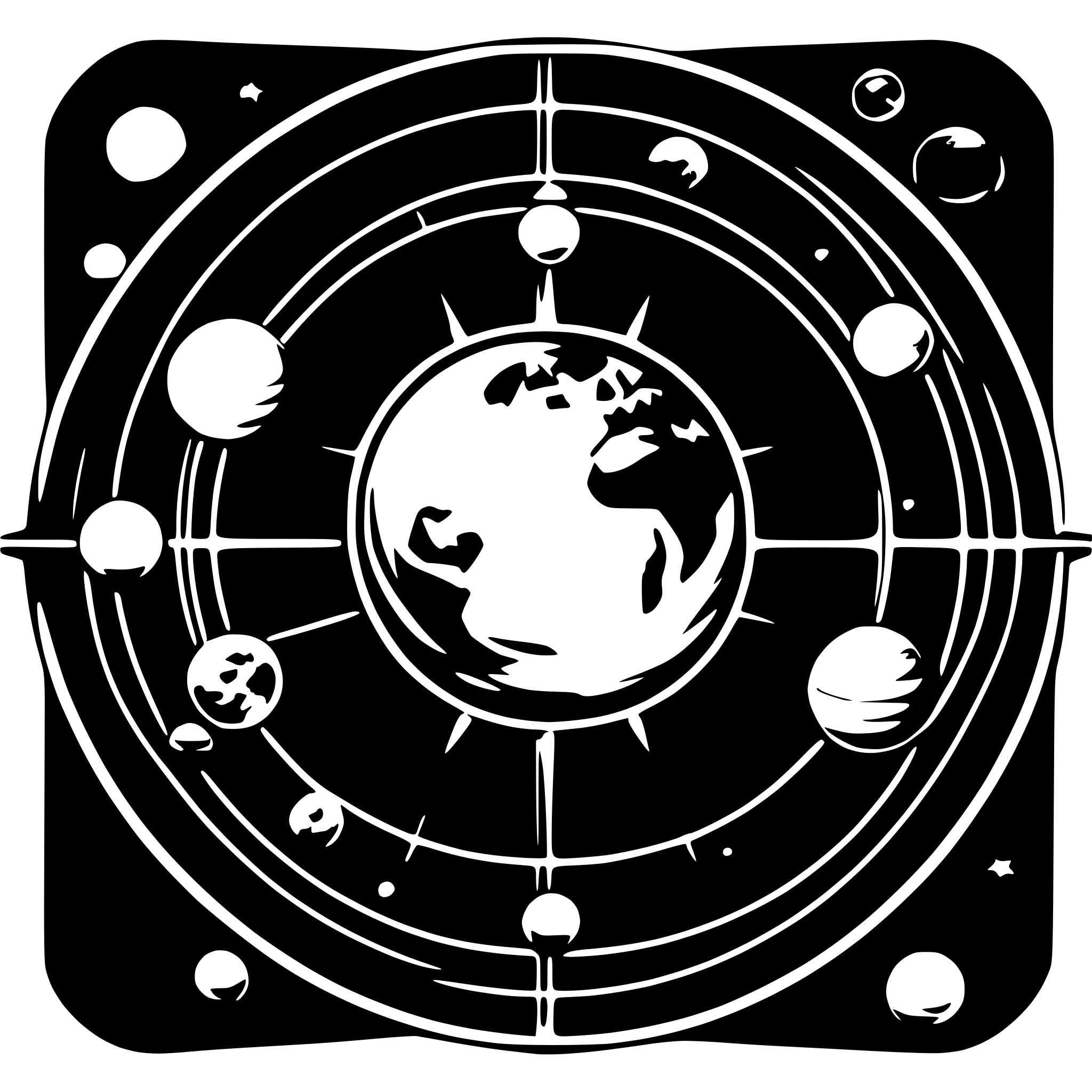 AI-generated SVG of a solar system with earth as  center