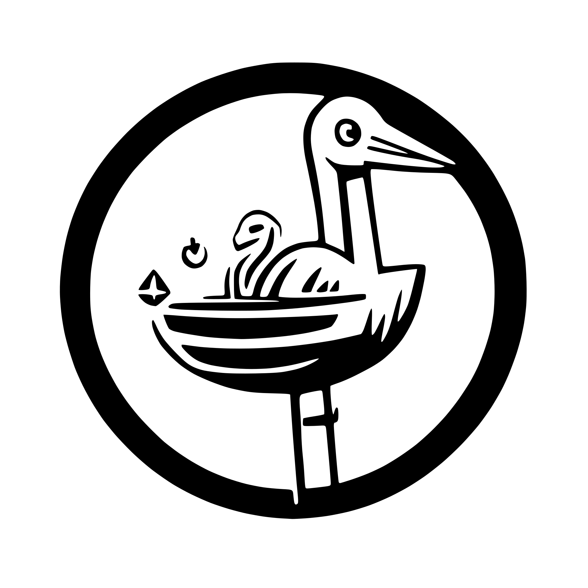 AI-generated SVG of a A stork bringing a baby with the text JOHO