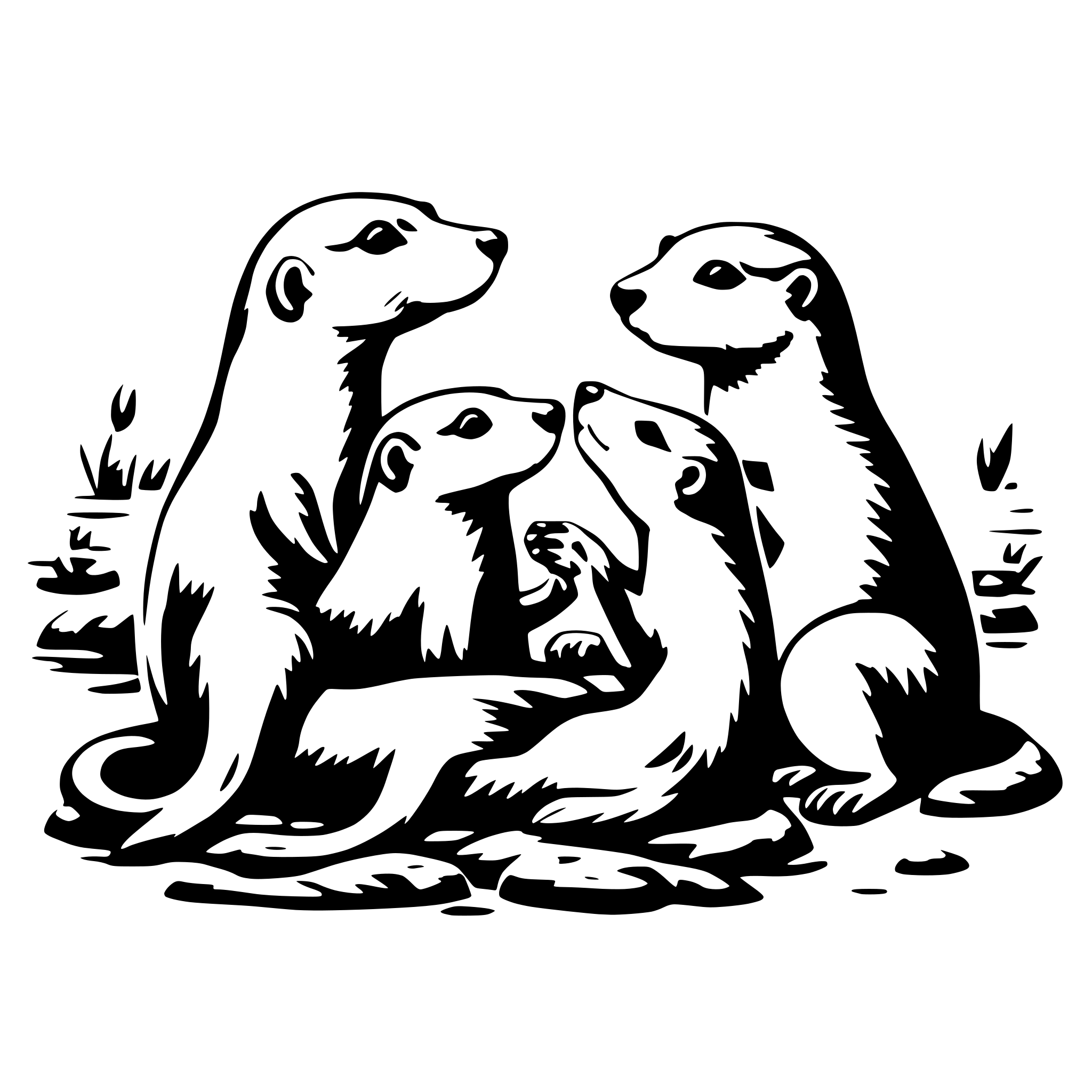 AI-generated SVG of 'many otters playing'