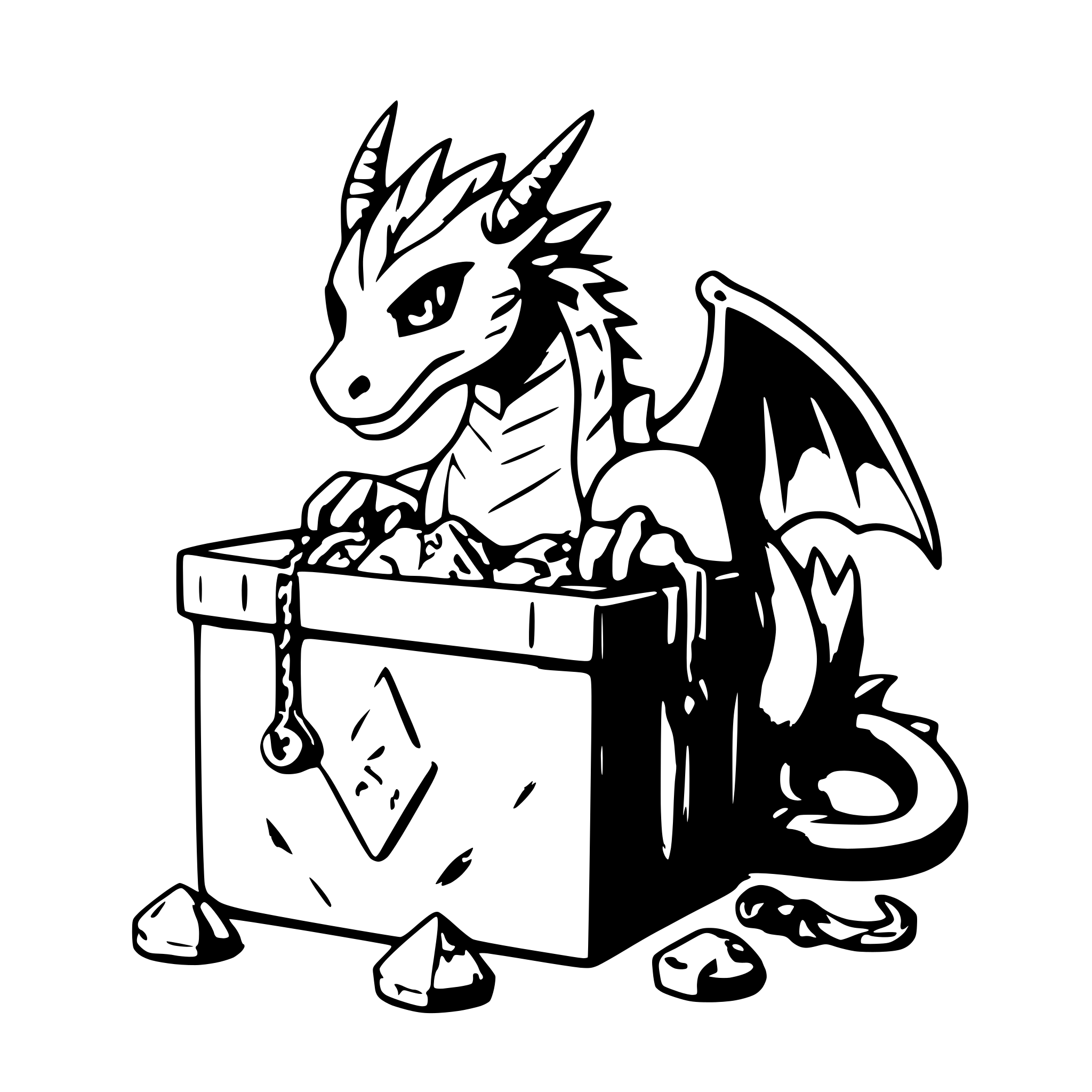 AI-generated SVG of 'dragon guarding treasure'