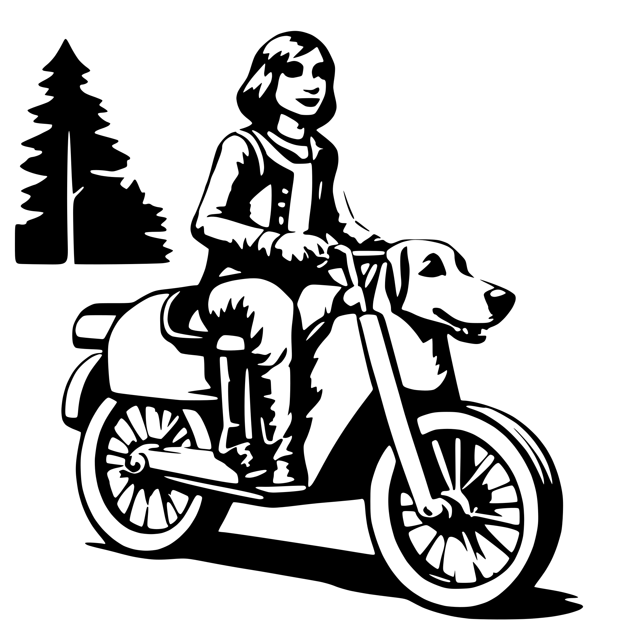 AI-generated SVG of 'dog on bike'