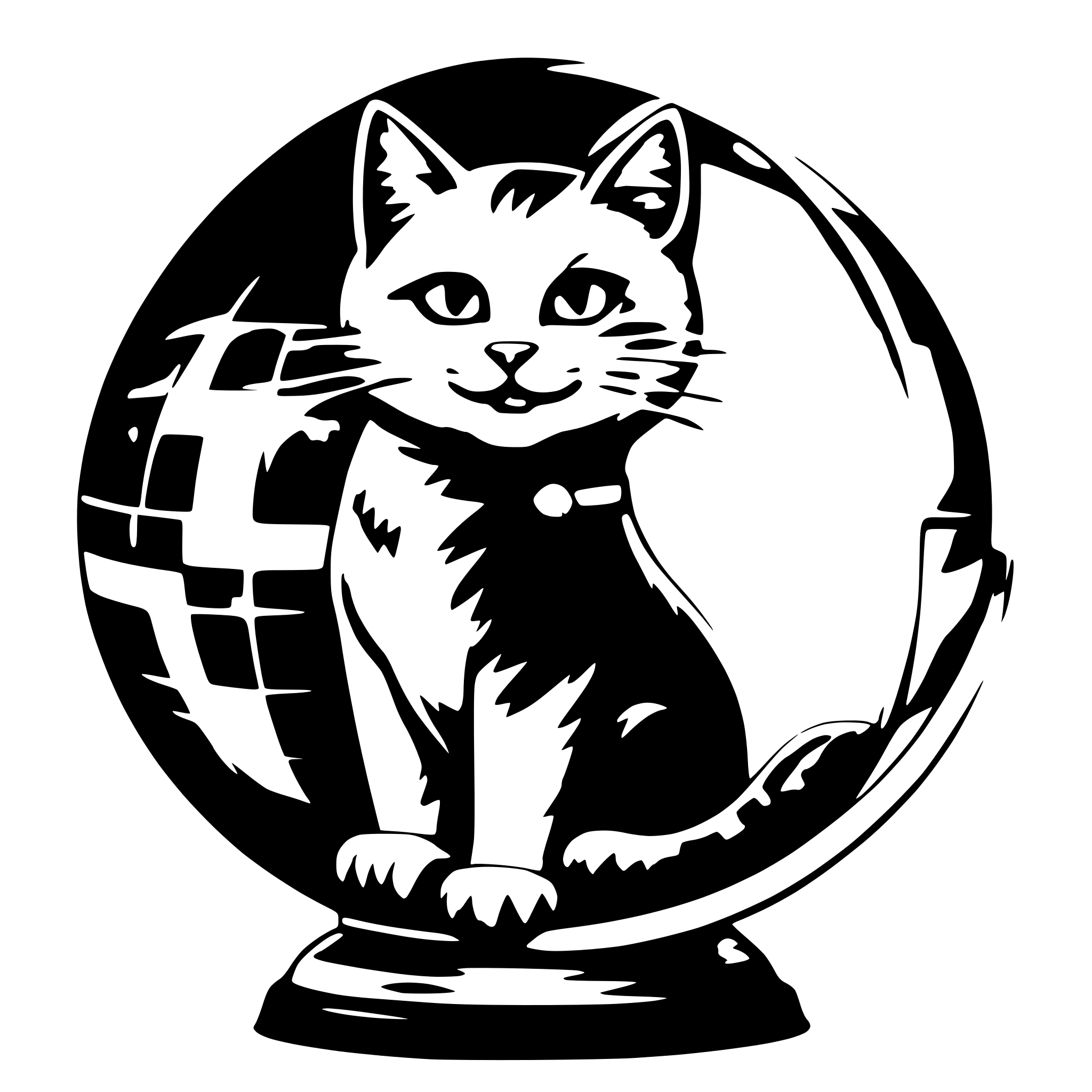 AI-generated SVG of a a cat playing with the earth globe