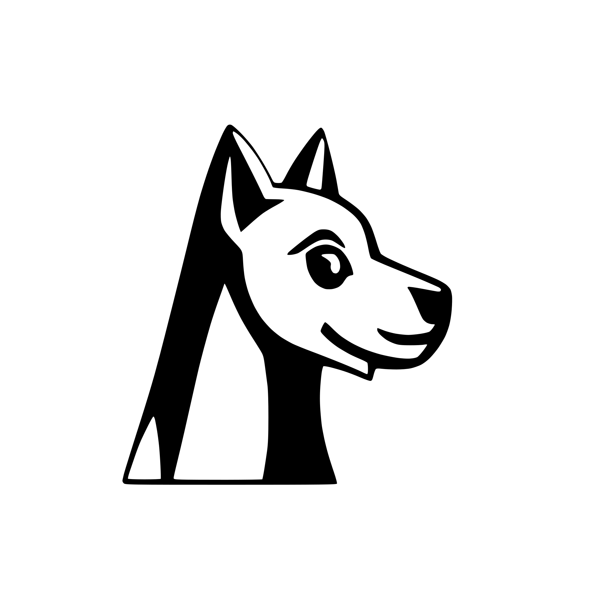 AI-generated SVG of a a minimal abstract playful dog logo from the side sniffing