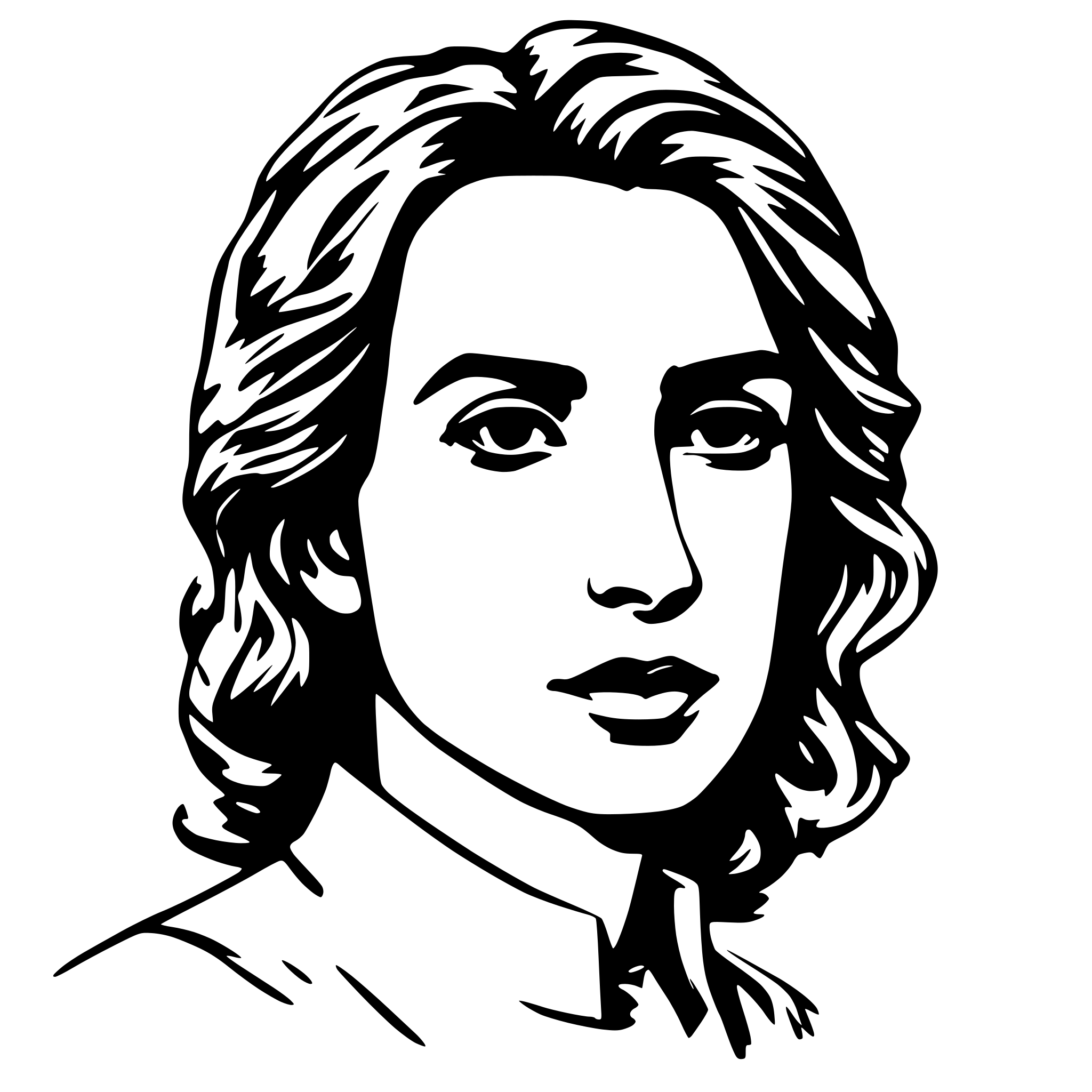 AI-generated SVG of a Single line stroke of a portait