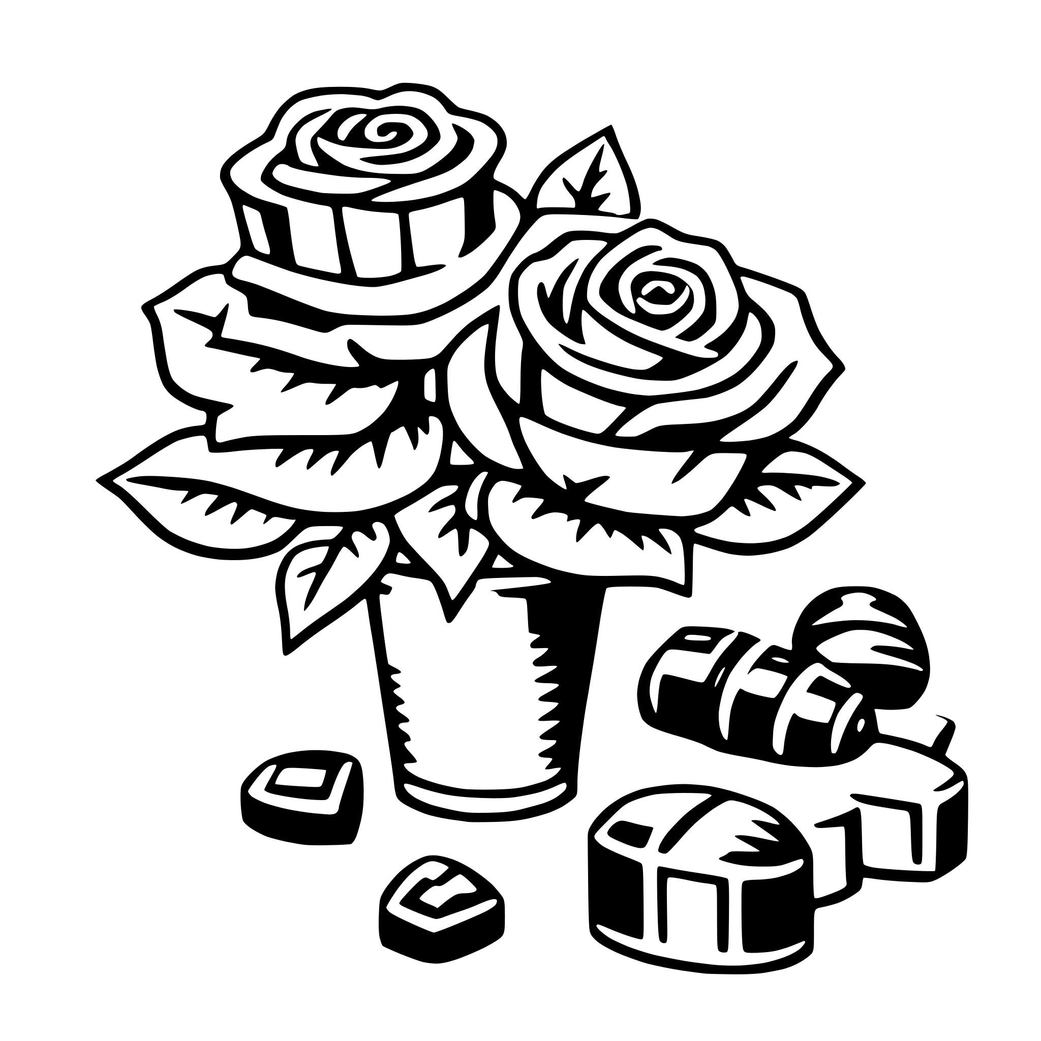 AI-generated SVG of a roses and chocolates