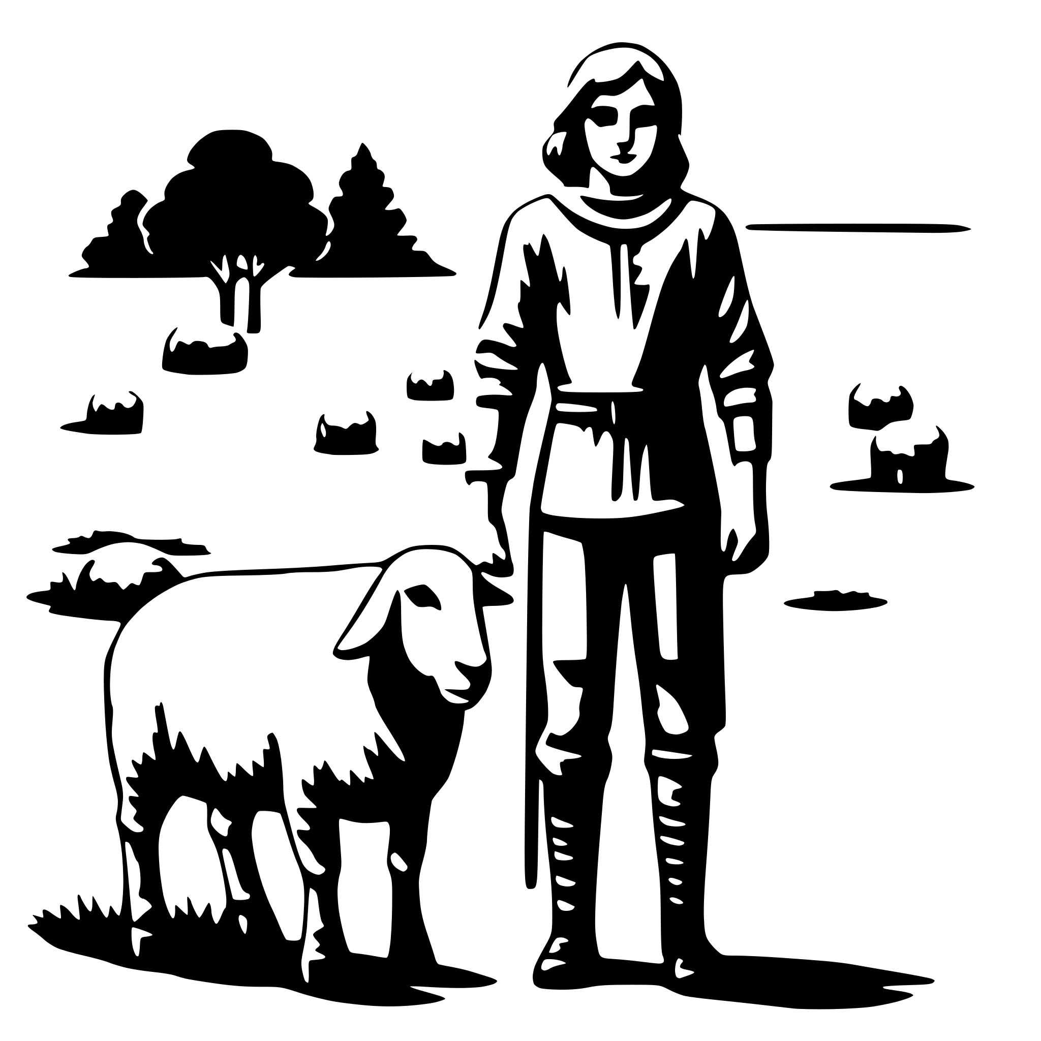 AI-generated SVG of 'faceless shepherd with sheep'