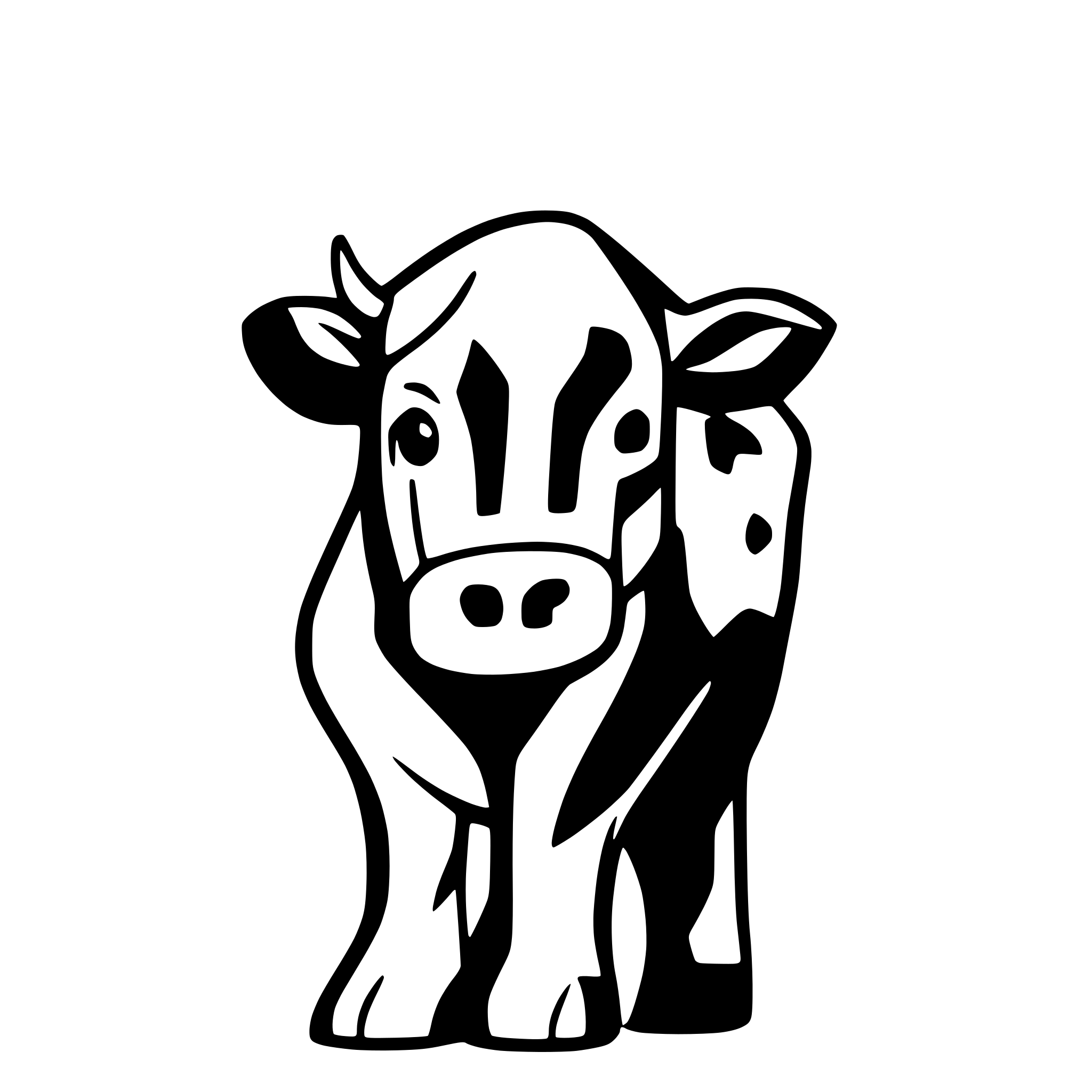 AI-generated SVG of a side profile full body of a cow