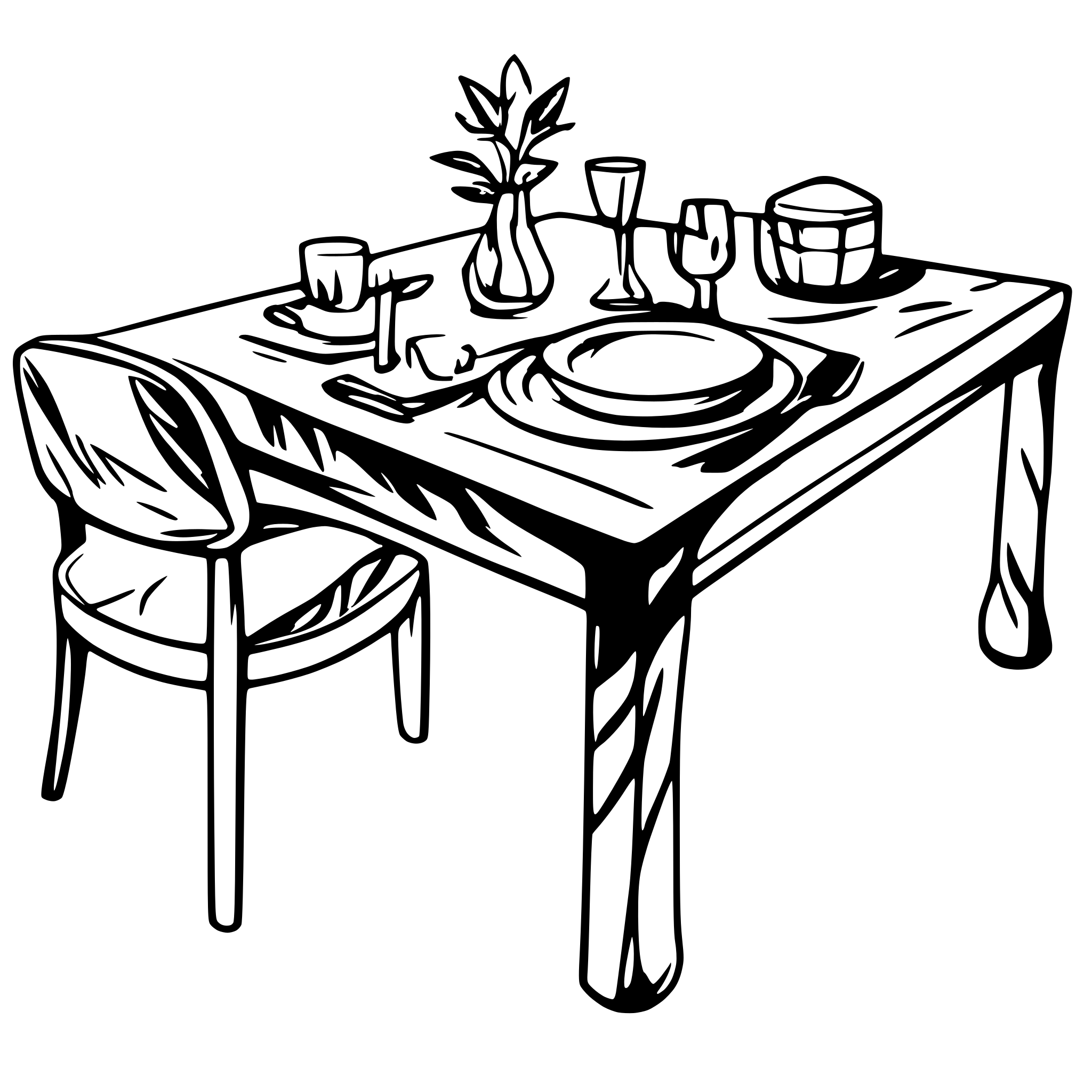 AI-generated SVG of a A minimalistic yet elegant fine dining table with no background elements or clutter.