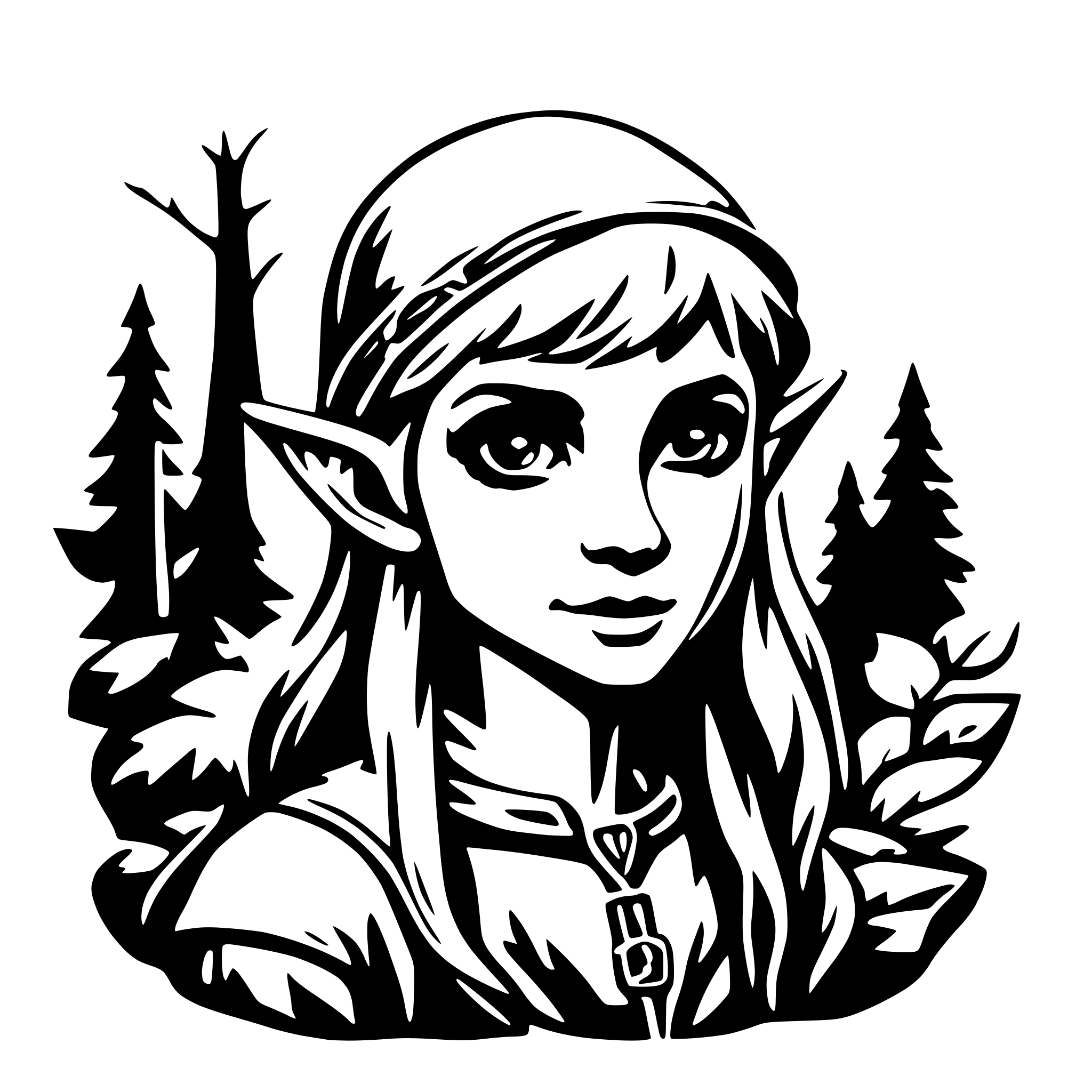 AI-generated SVG of 'forest elf'