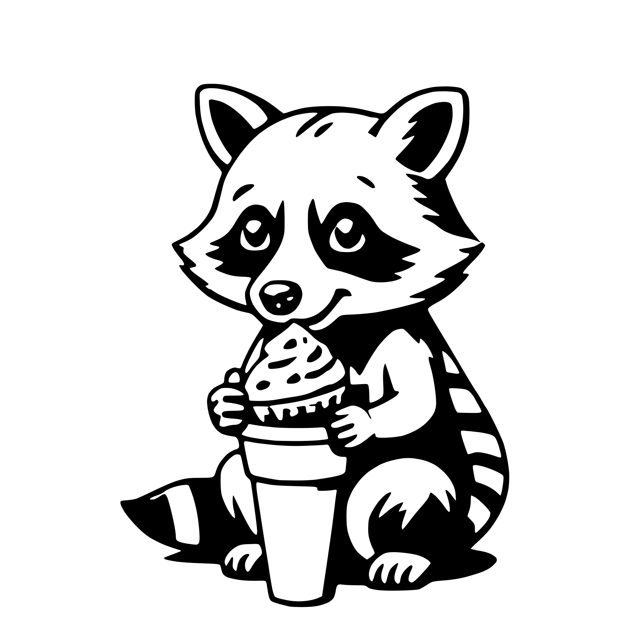 AI-generated SVG of 'raccoon with ice cream'