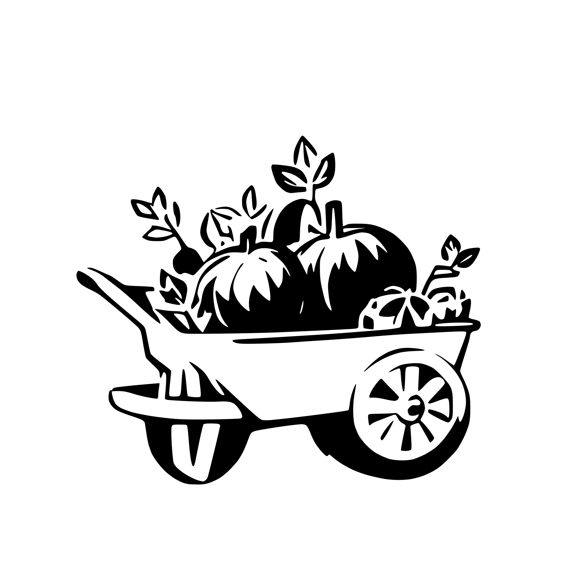 AI-generated SVG of 'Wheelbarrow with pumpkins'