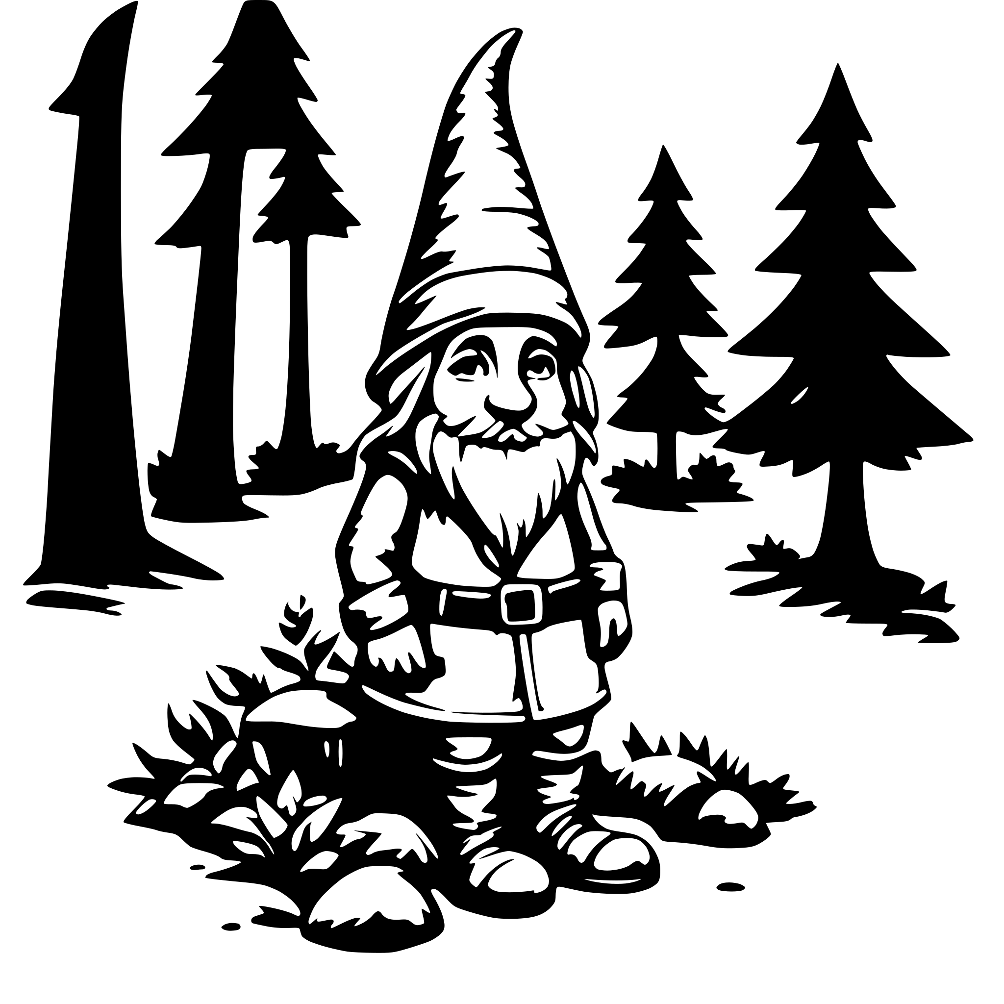 AI-generated SVG of 'whimsical gnome in forest'