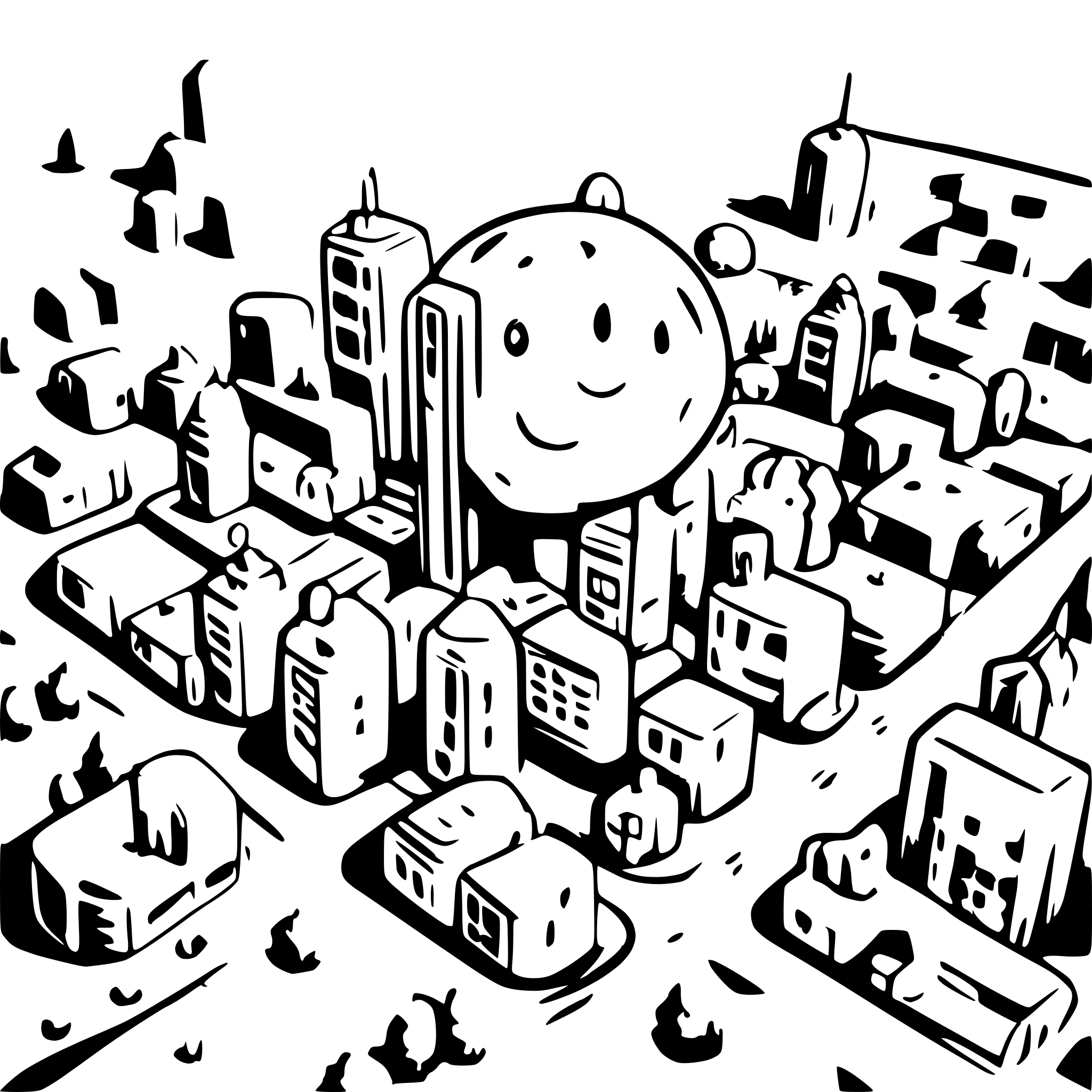 AI-generated SVG of a cute bubbly hub of cities