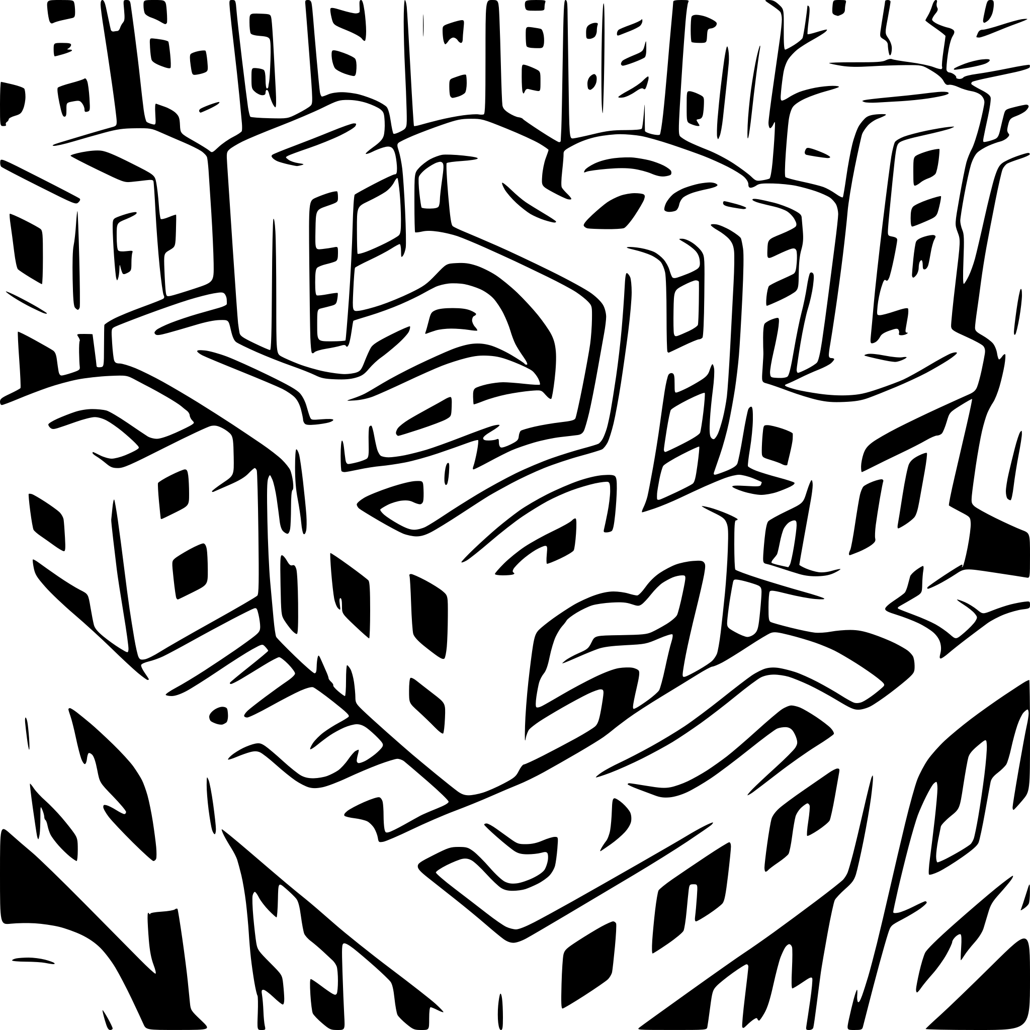 AI-generated SVG of a 2 dimensional frontal buldings arranged, going from highrise to low density