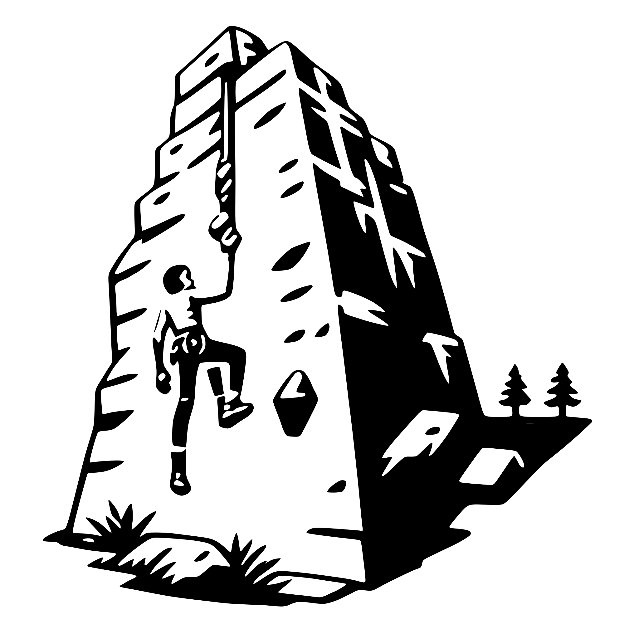 AI-generated SVG of a rock climbing overhang
