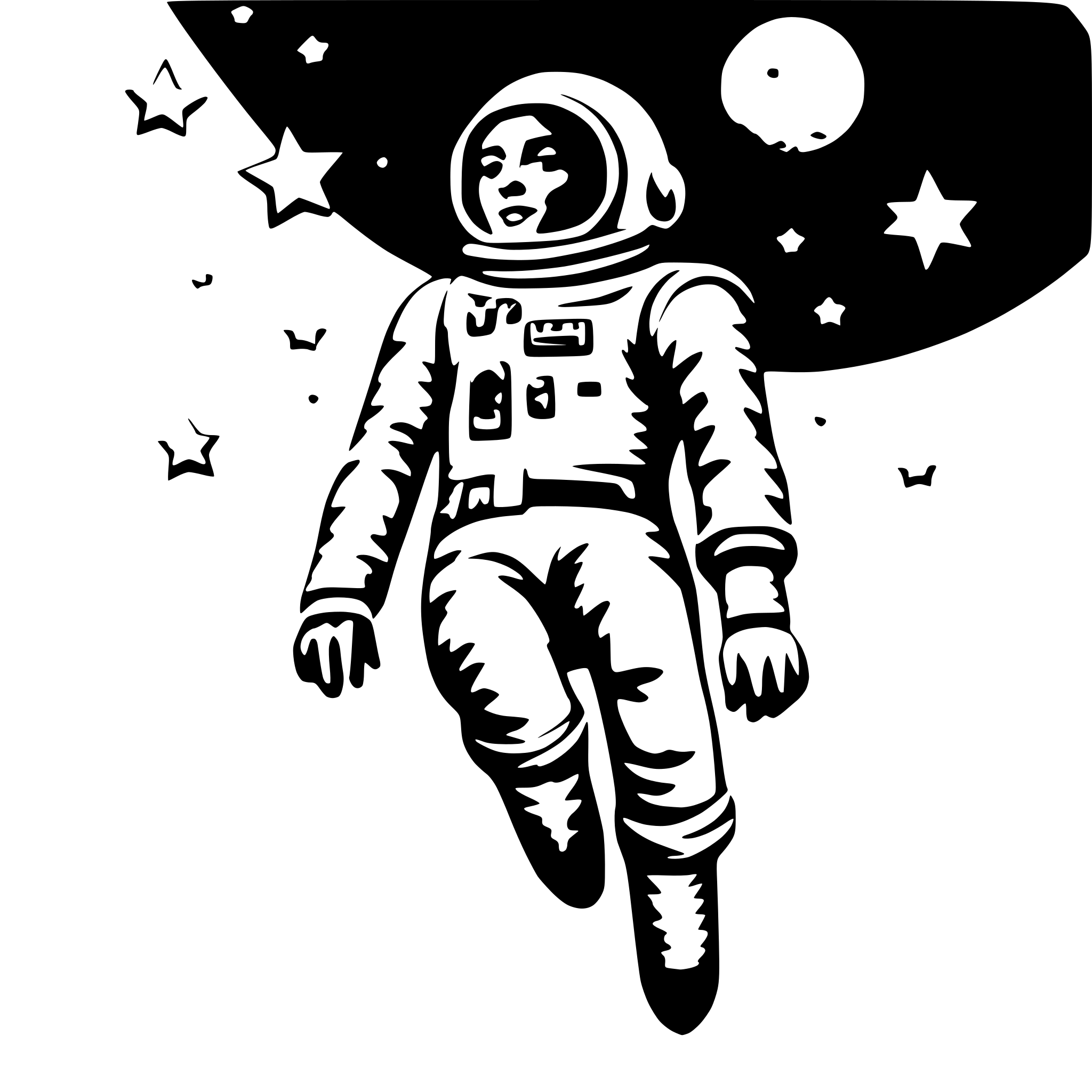 AI-generated SVG of a astronaut floating between stars