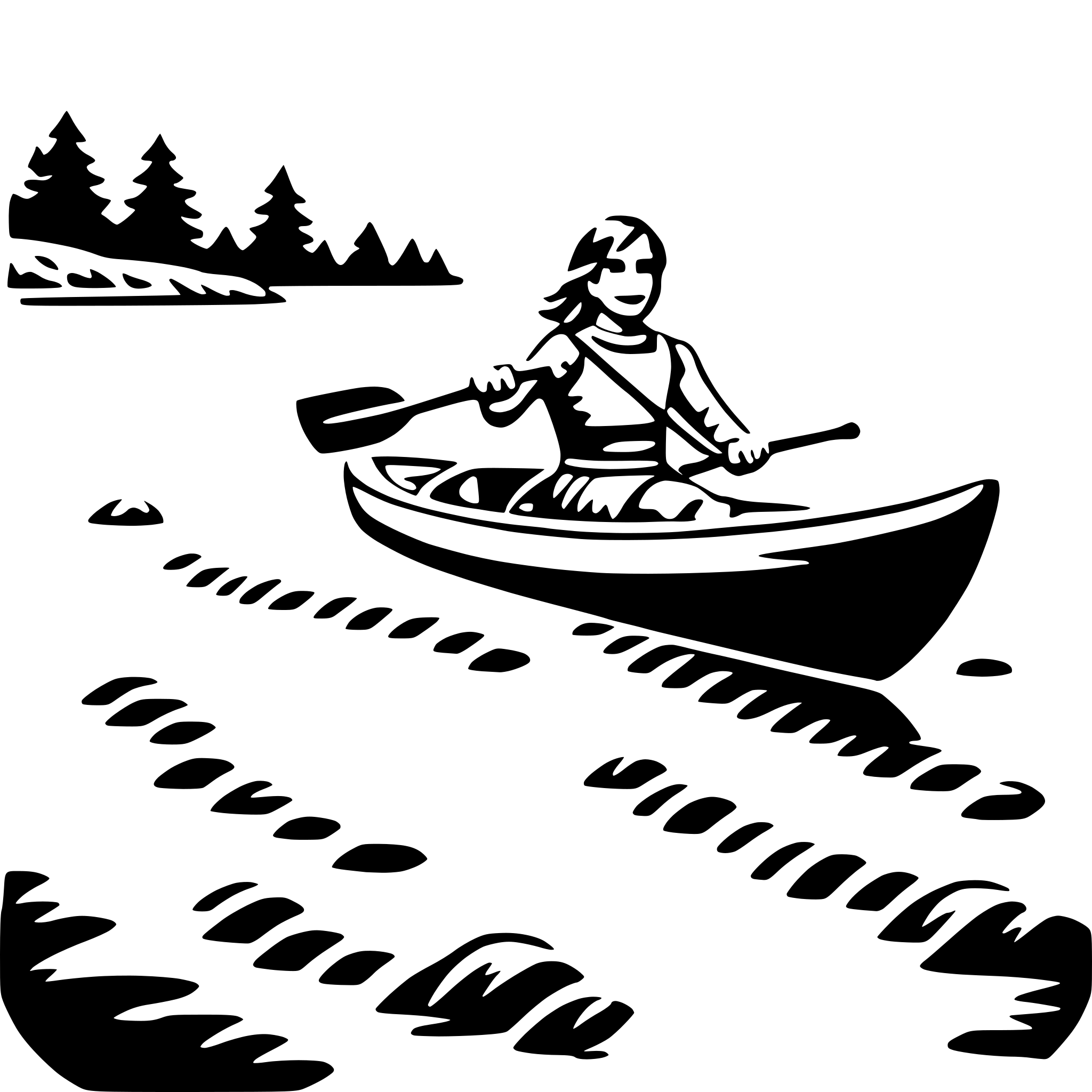 AI-generated SVG of 'kayaking through rapids'