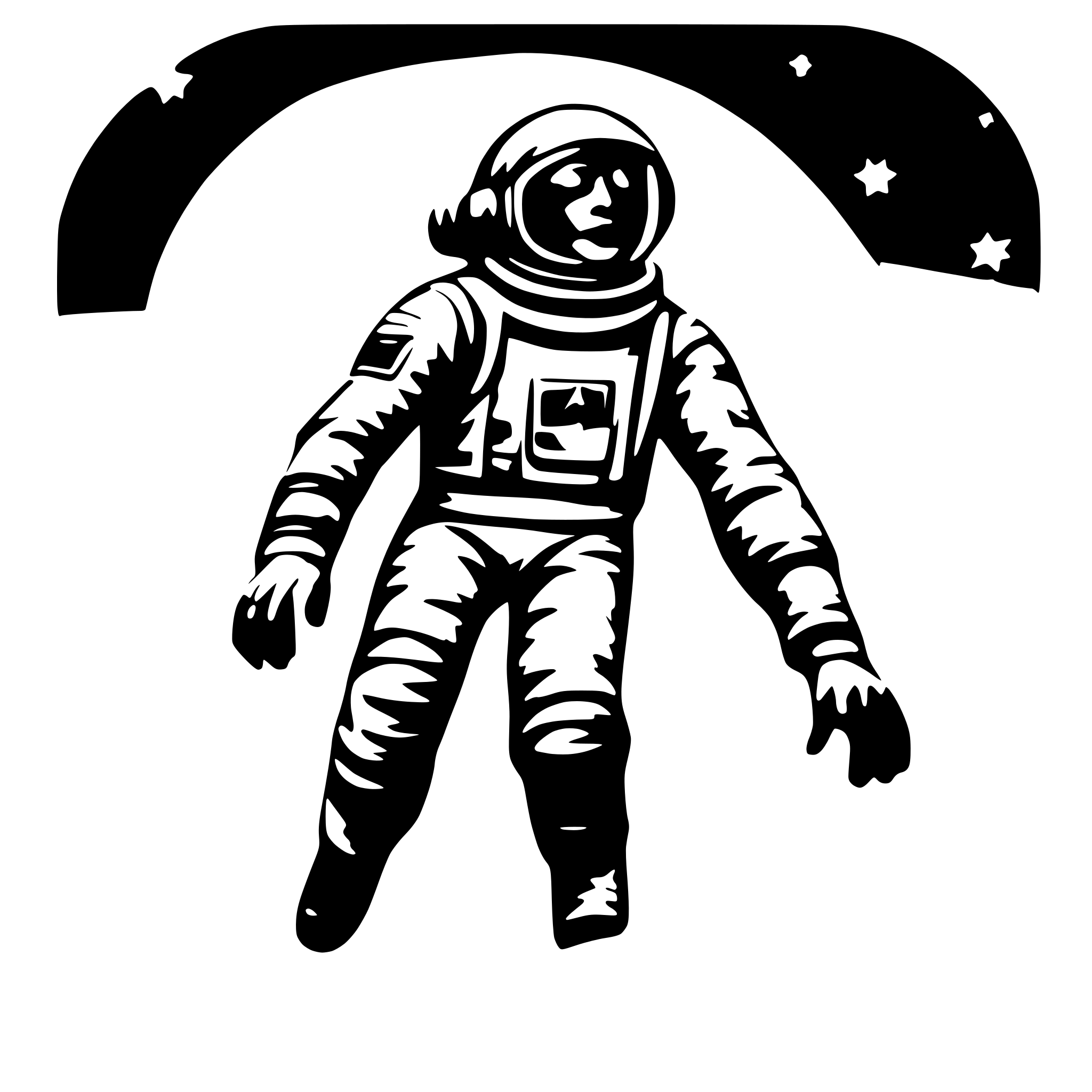 AI-generated SVG of a astronaut floating between stars