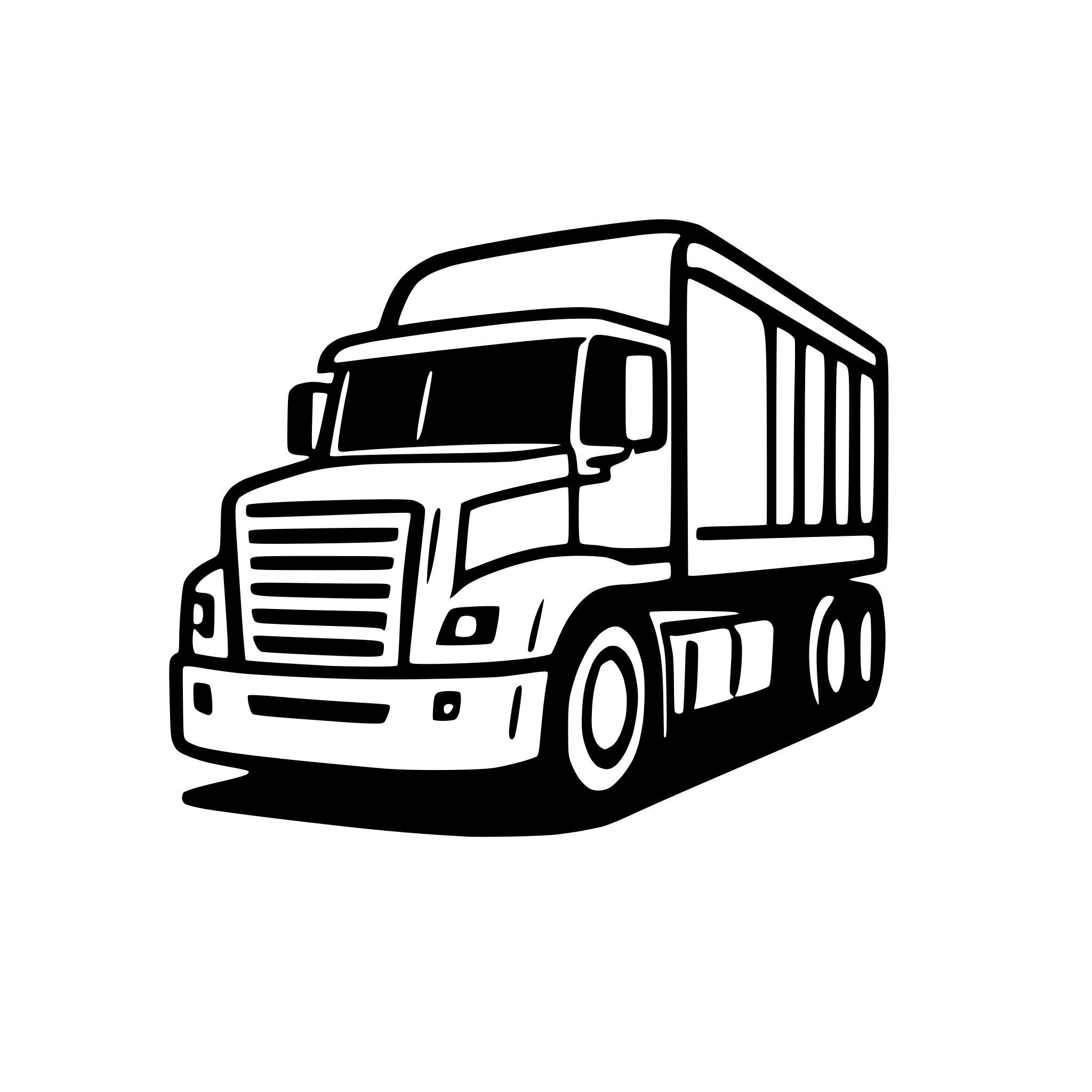 AI-generated SVG of a Side view of a semitrailer only the trailer. No truck