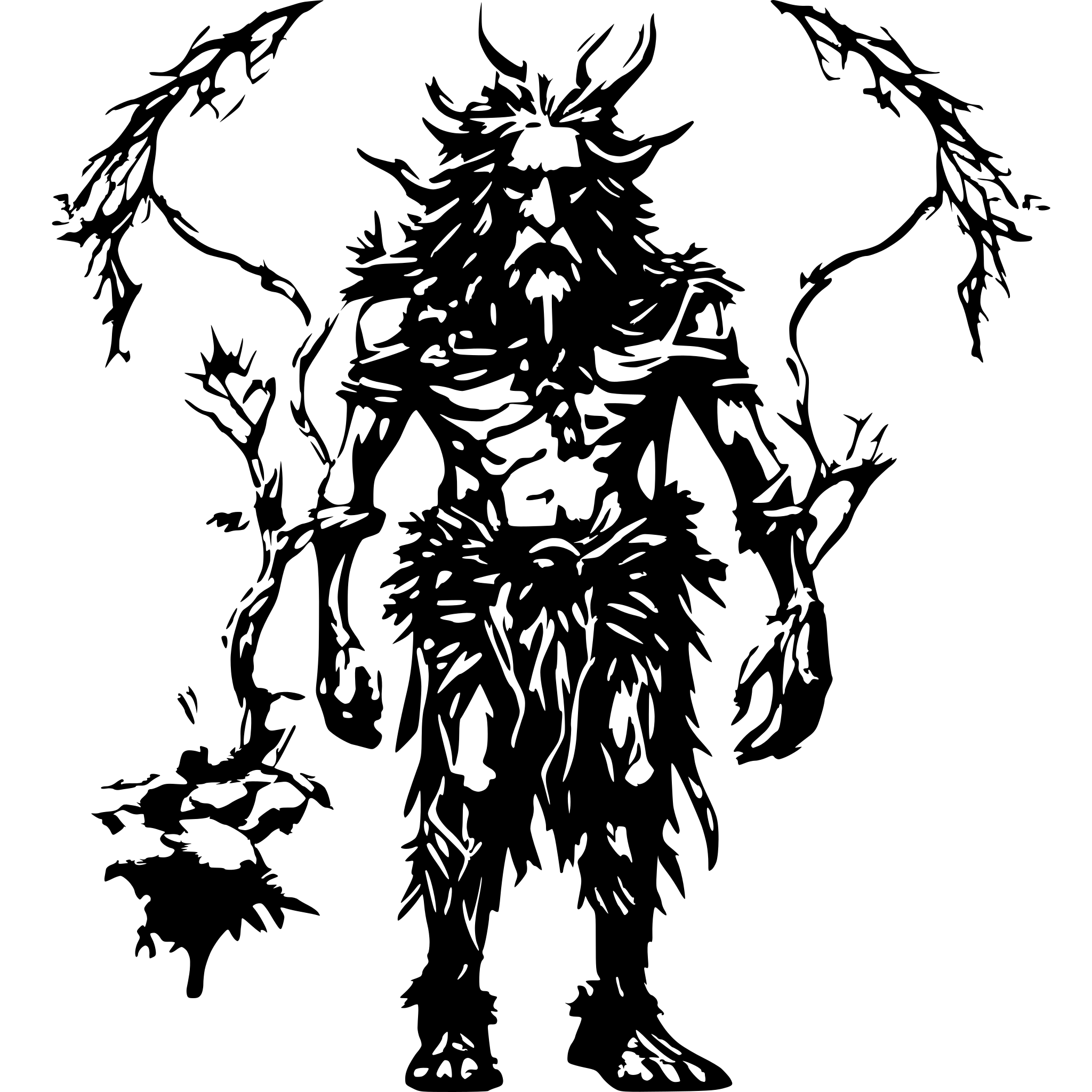 AI-generated SVG of 'Detailed Leshy showing entire body'