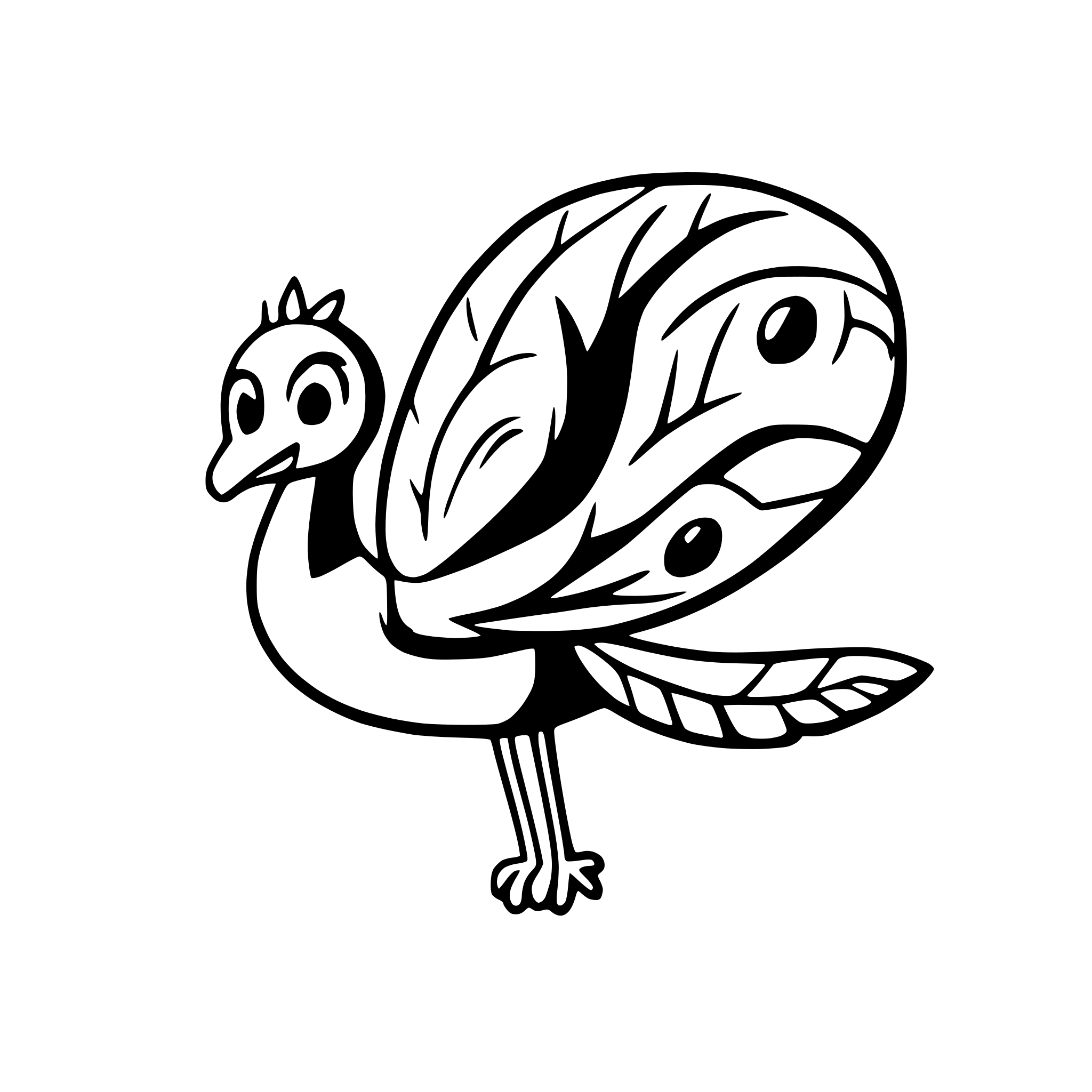 AI-generated SVG of 'Peacock flying in the sky'