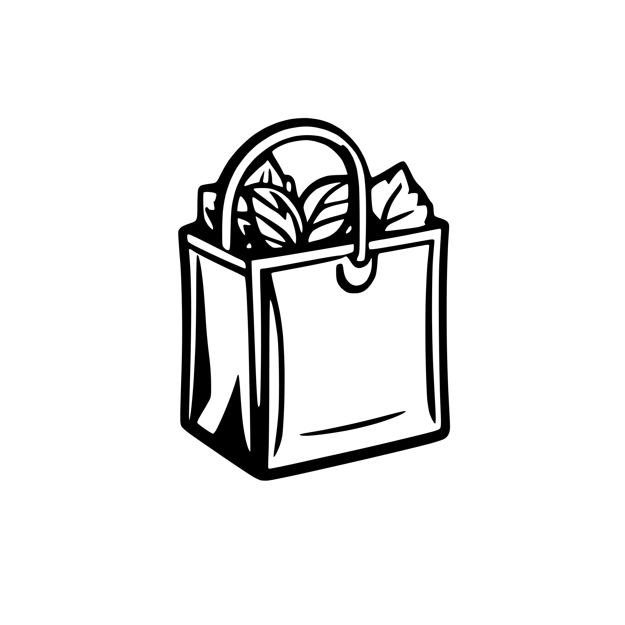 AI-generated SVG of 'logo minimalista de embalagens recicláveis, desenho minimalista de sacola plástica, desenho minimalista de copos descartáveis e marmitex de alumínio'