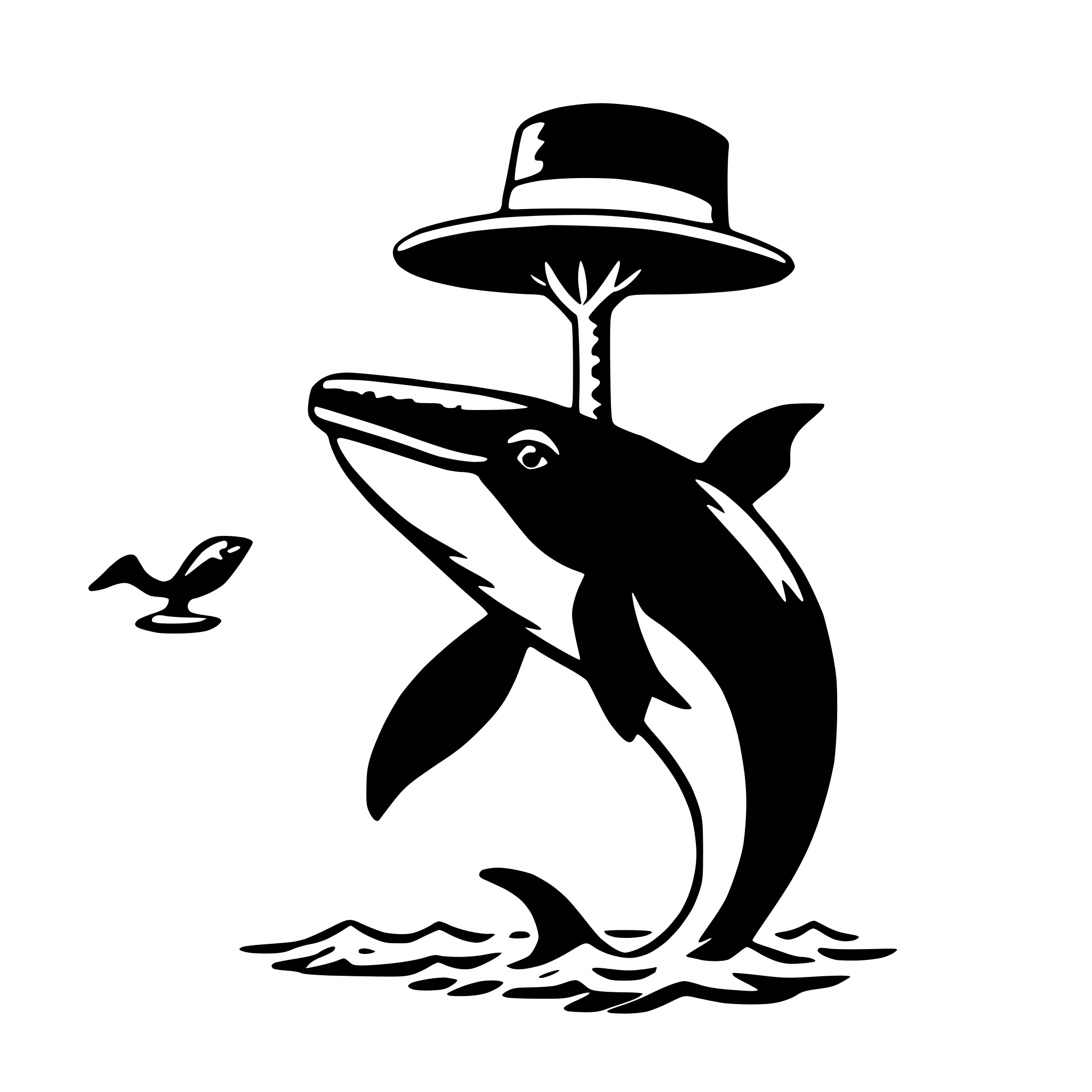 AI-generated SVG of a whale wearing hat
