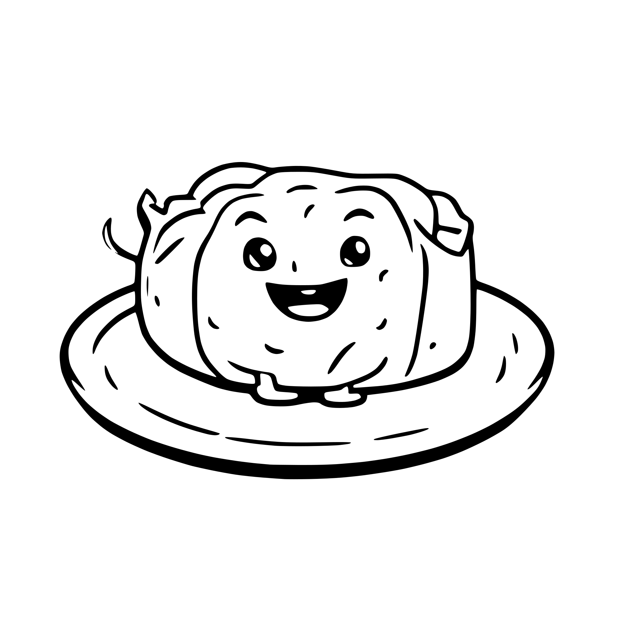 AI-generated SVG of a cartoonish ham and cheese roll. happy, cute, with eyes and mouth and arms and legs