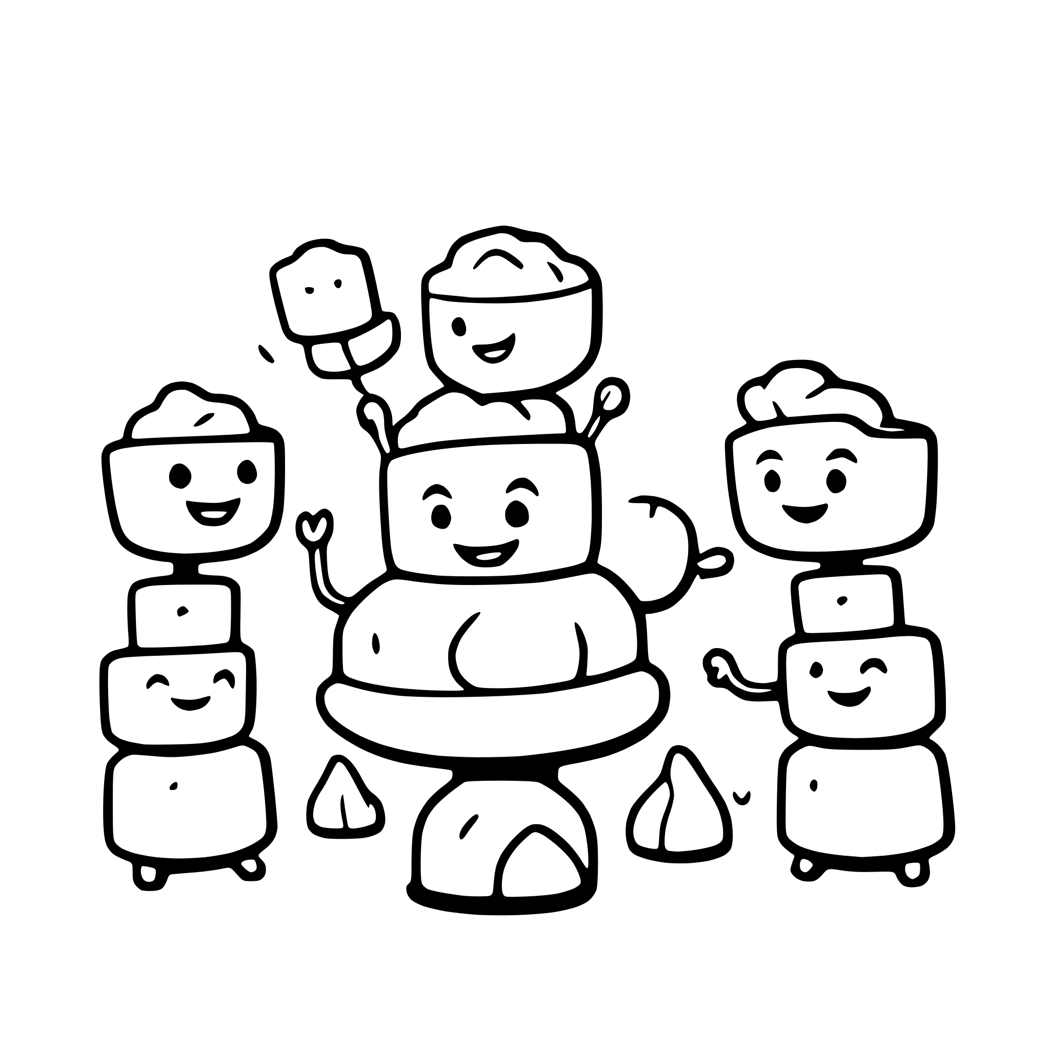 AI-generated SVG of a a group of dancing marshmallows around a campfire AI-generated SVG of a a group of dancing marshmallows around a campfire