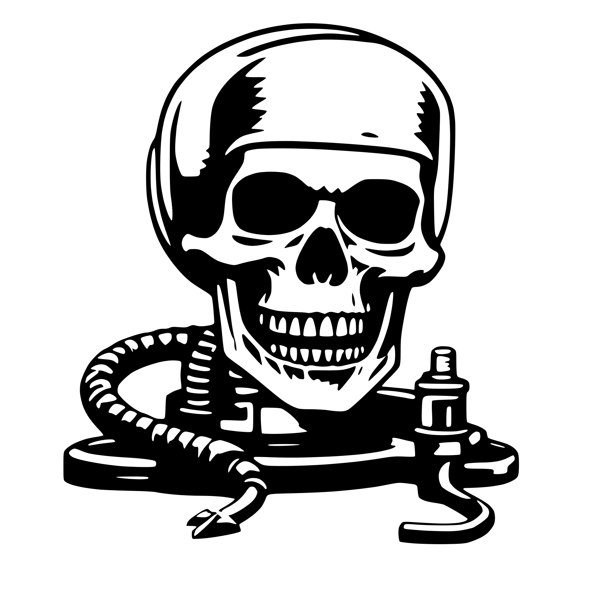 AI-generated SVG of 'skull biting welding'