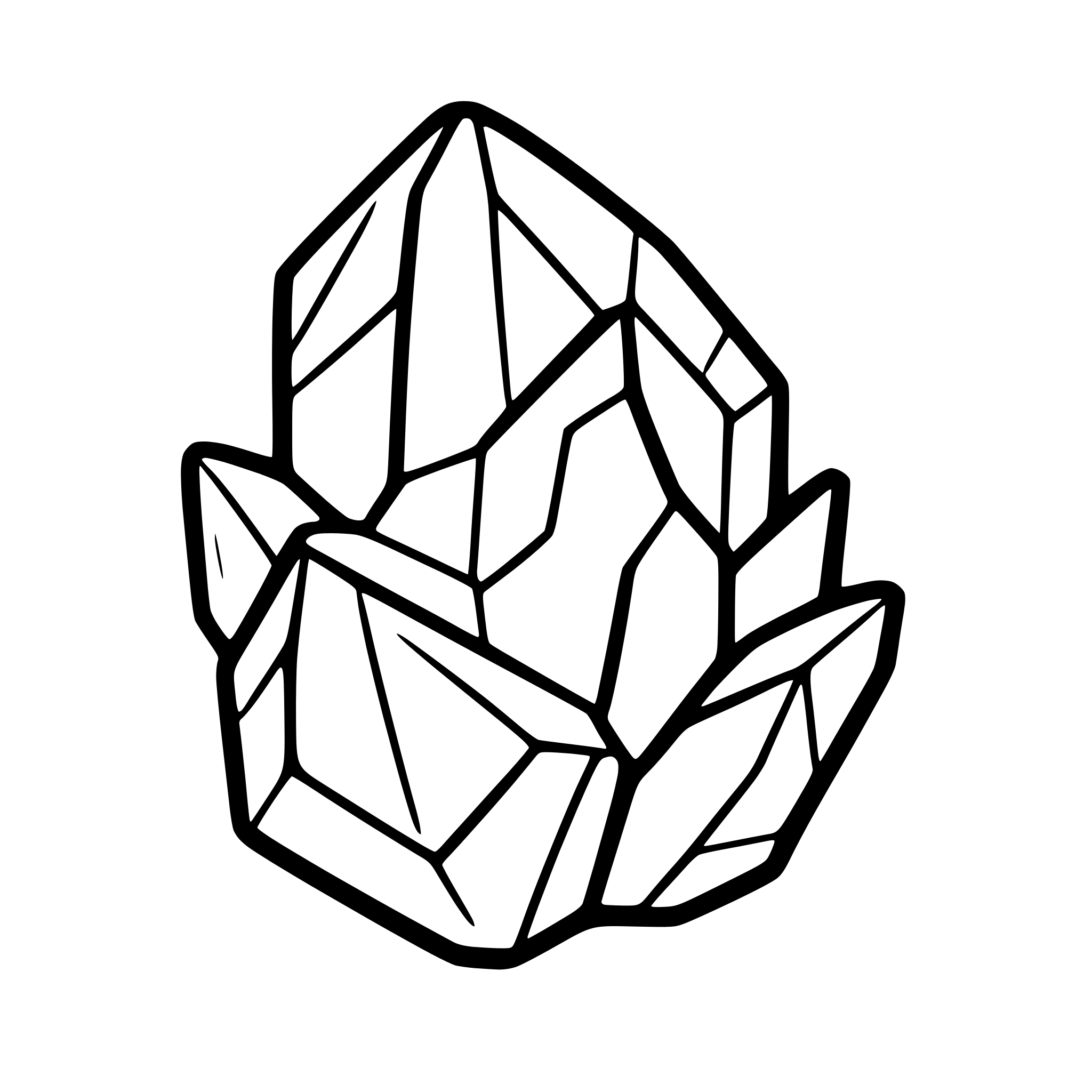 AI-generated SVG of a crystal cluster with sparkles