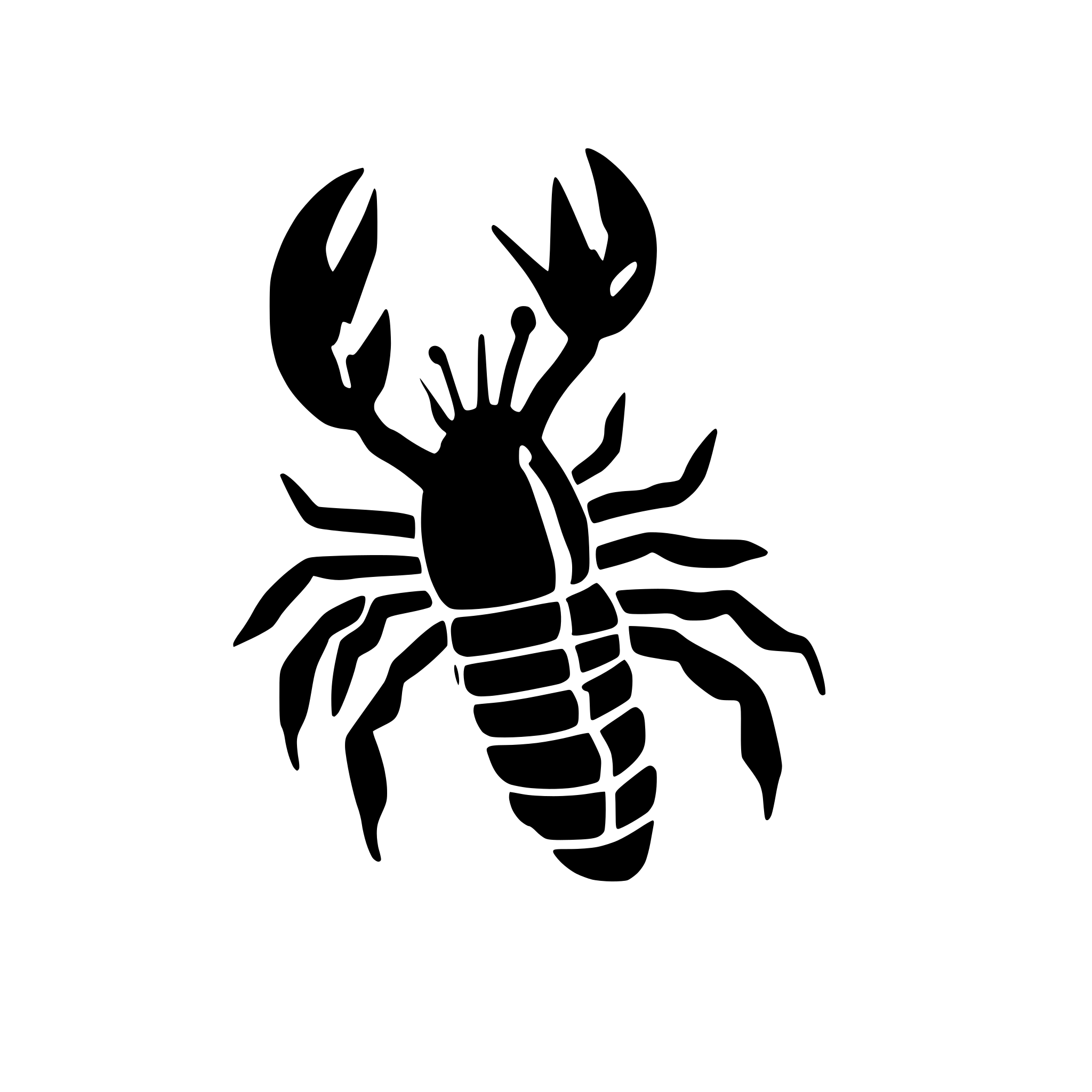AI-generated SVG of a crawfish silhouette outline