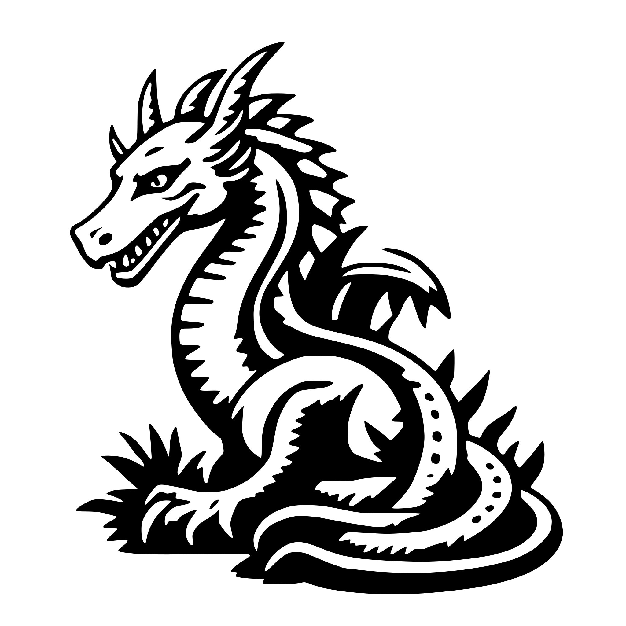 AI-generated SVG of a dragon with flame