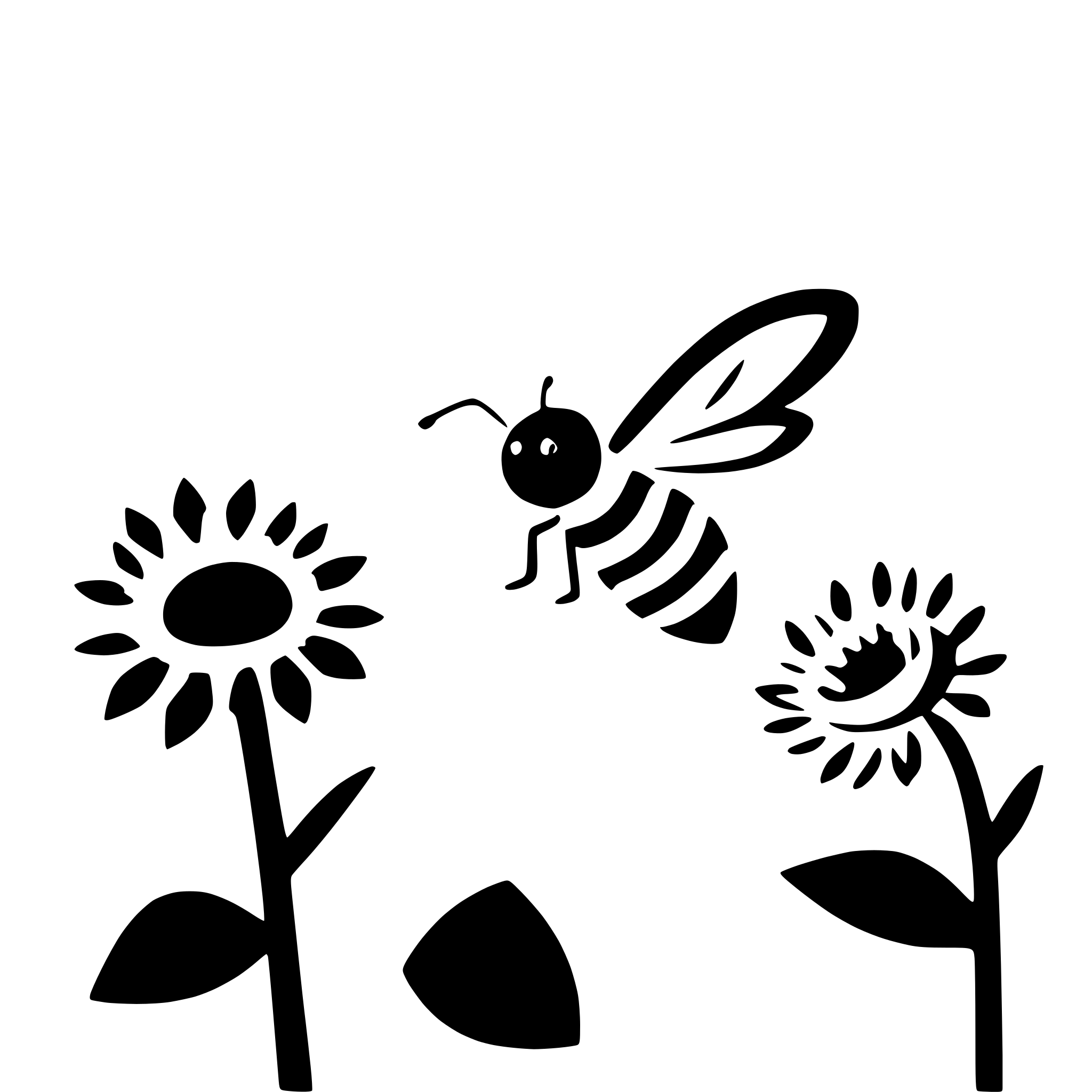 AI-generated SVG of a bee flying over sunflowers