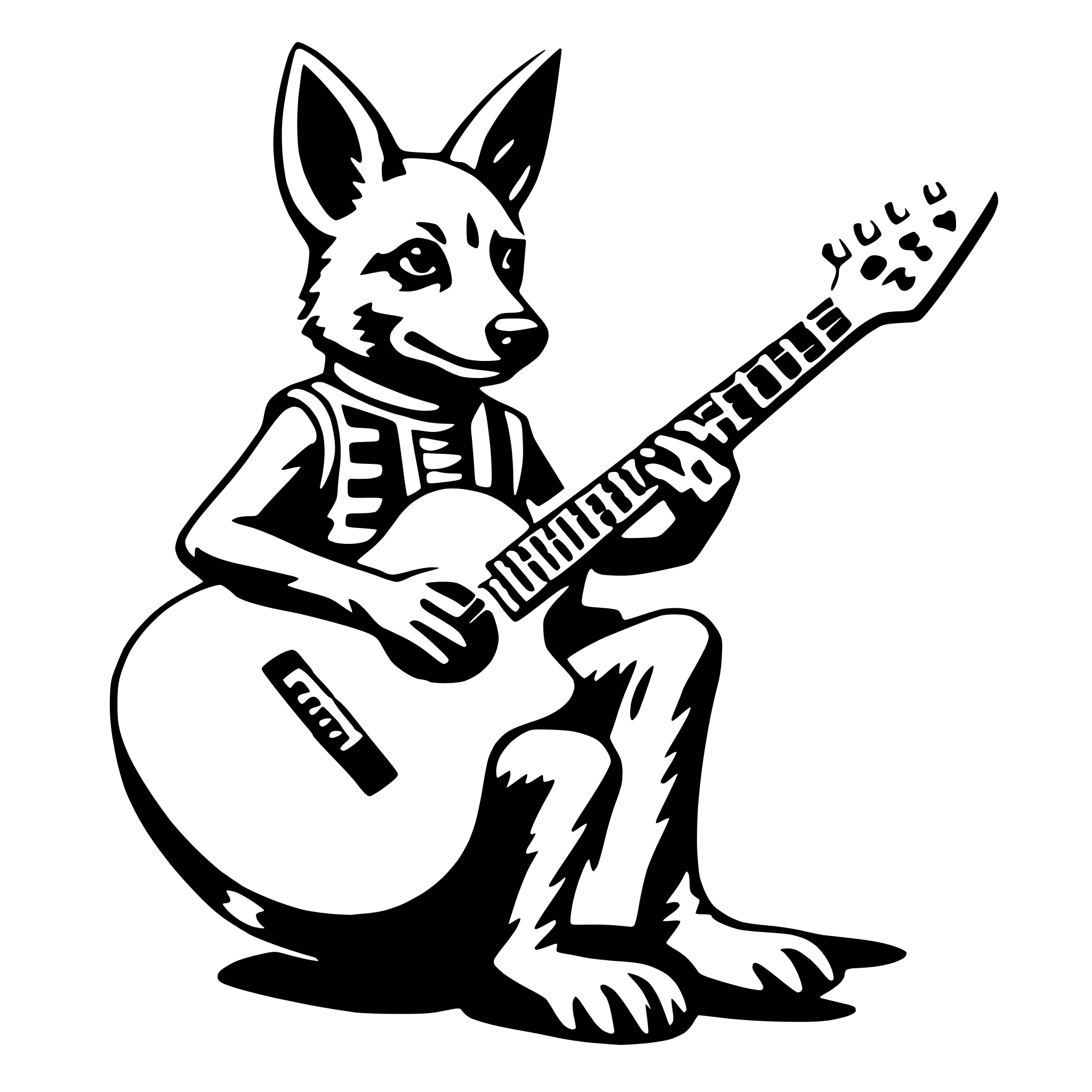 AI-generated SVG of 'jackal with guitar'