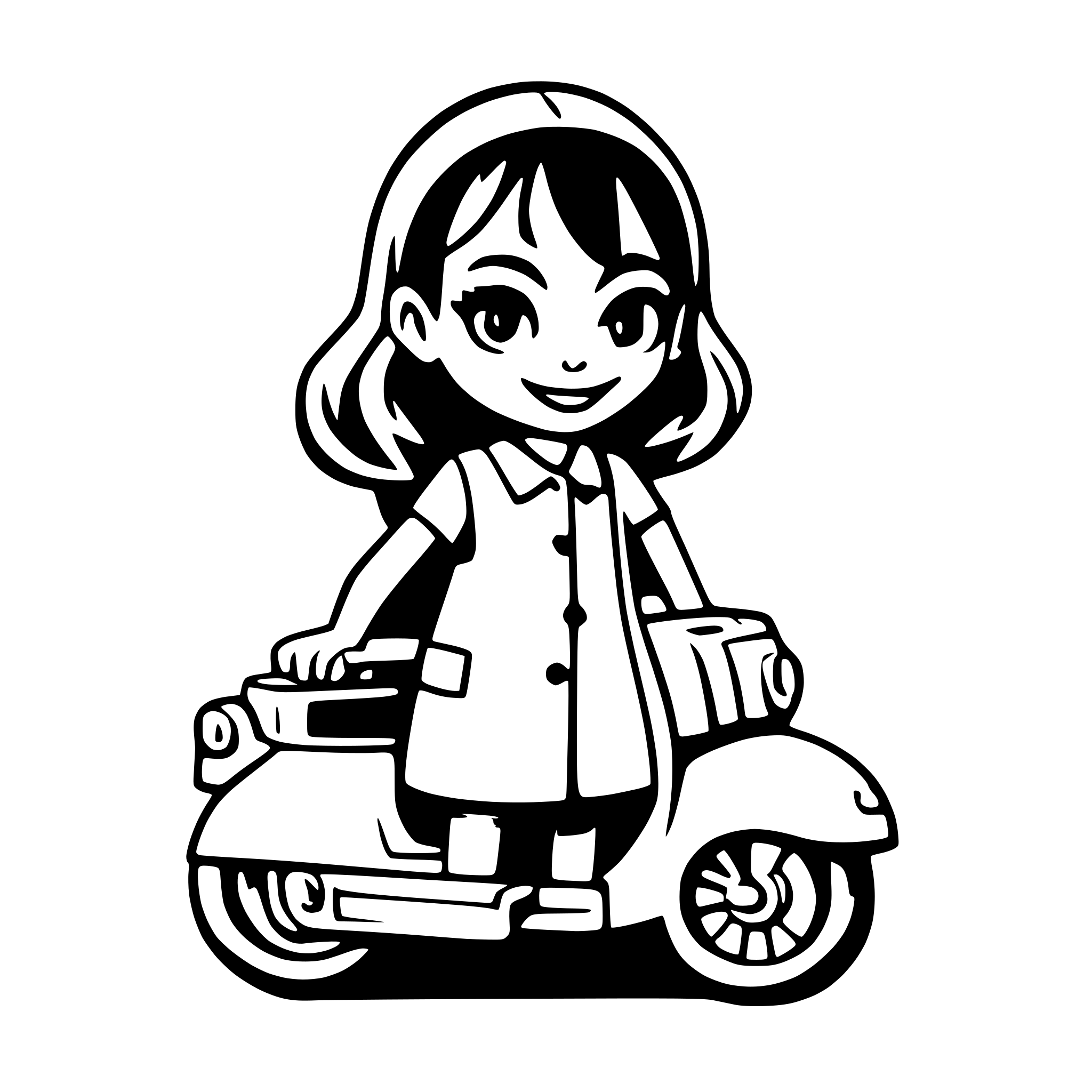AI-generated SVG of a Girl on a vespa with the Number 40