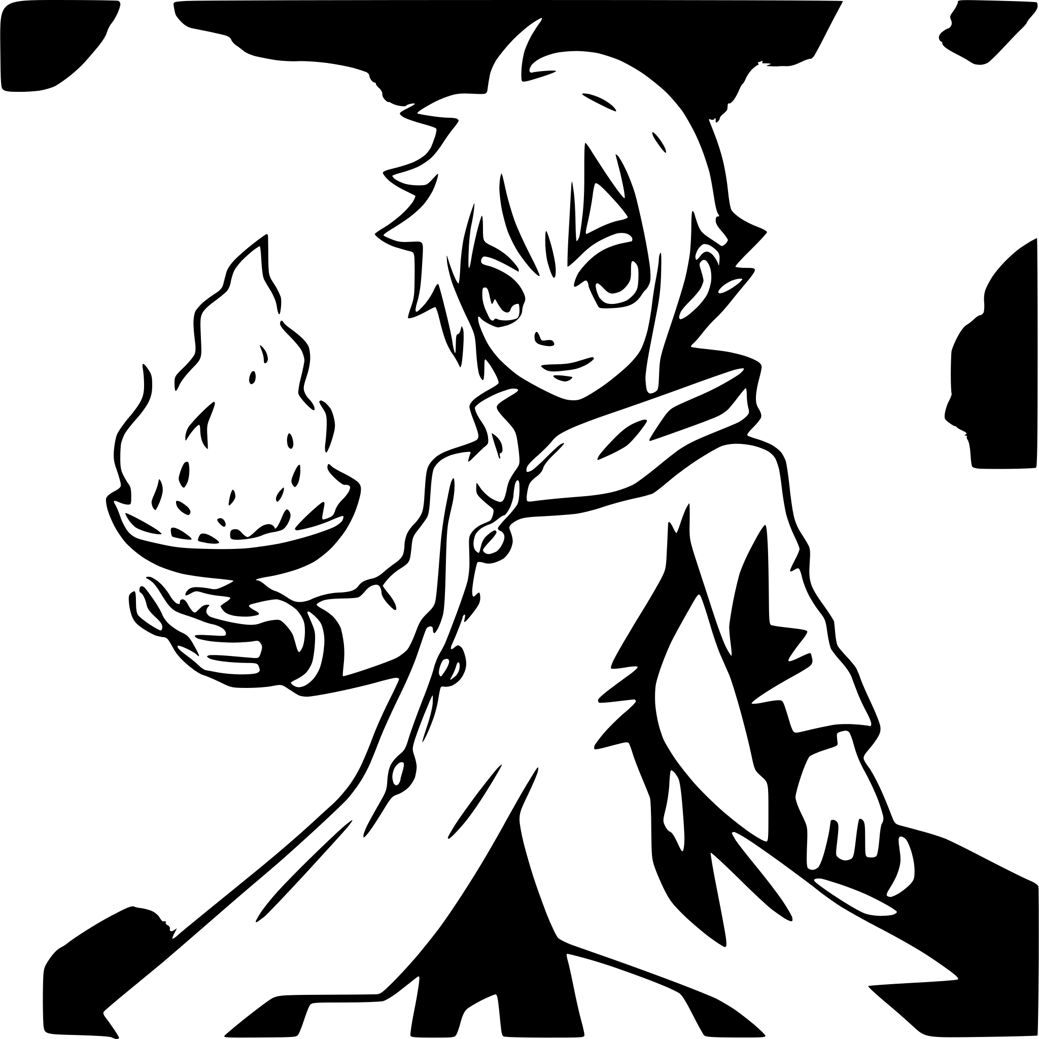 AI-generated SVG of a boy summoning fireball