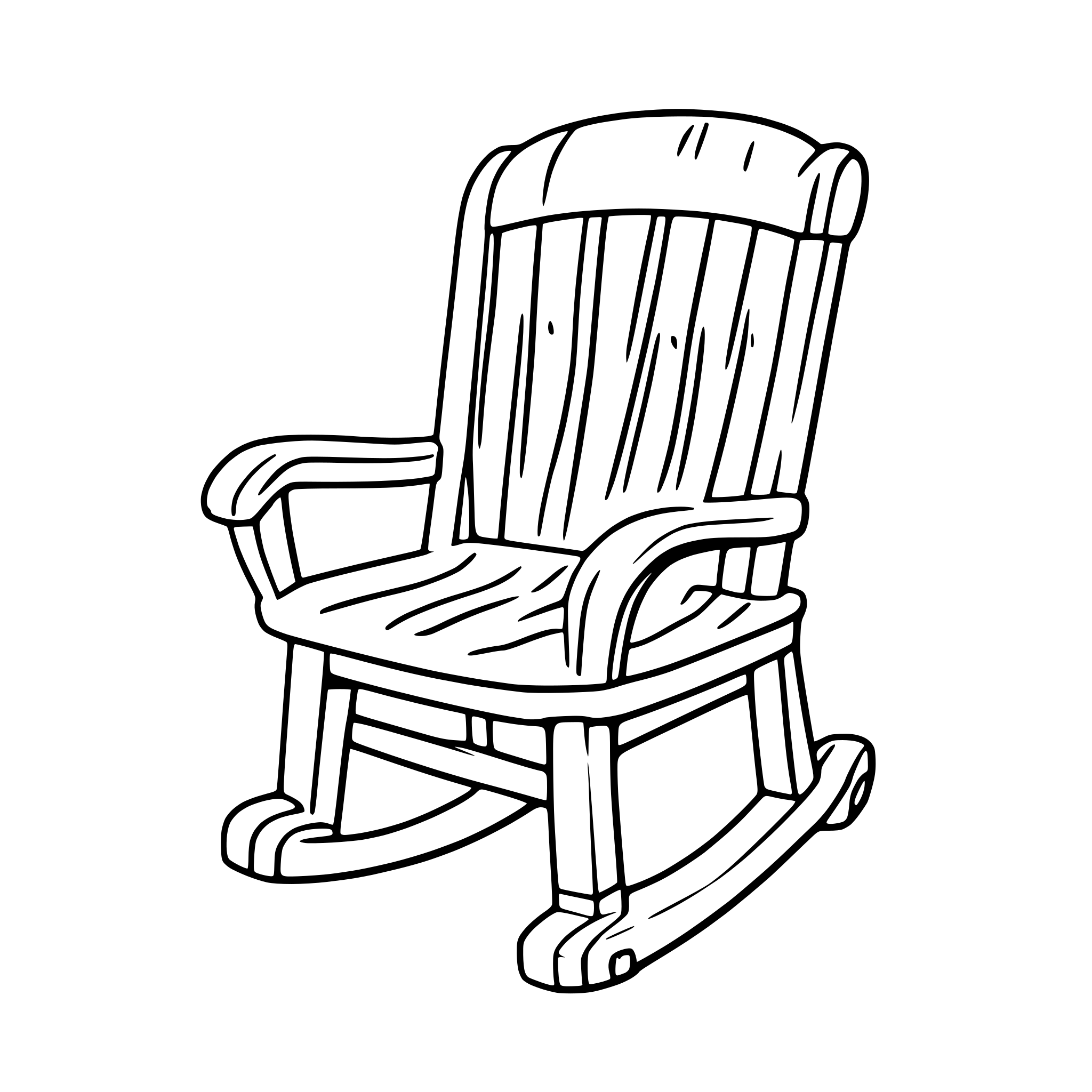 AI-generated SVG of a A basic SVG of a wooden rocking chair with curved rockers at the base.