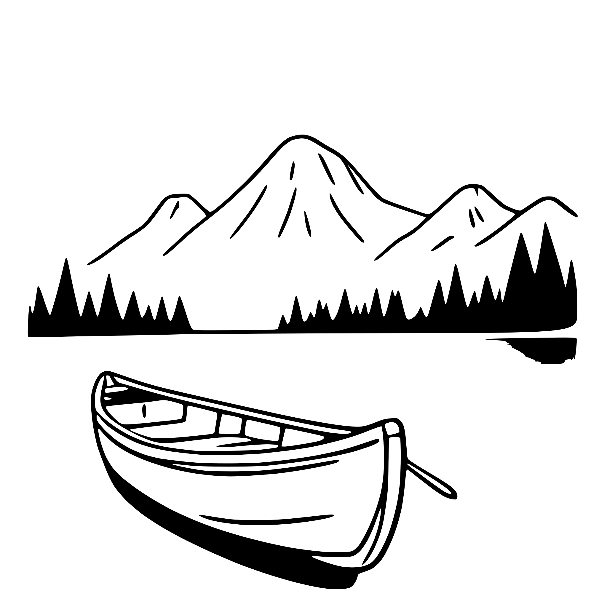 AI-generated SVG of 'canoe in mountain lake'