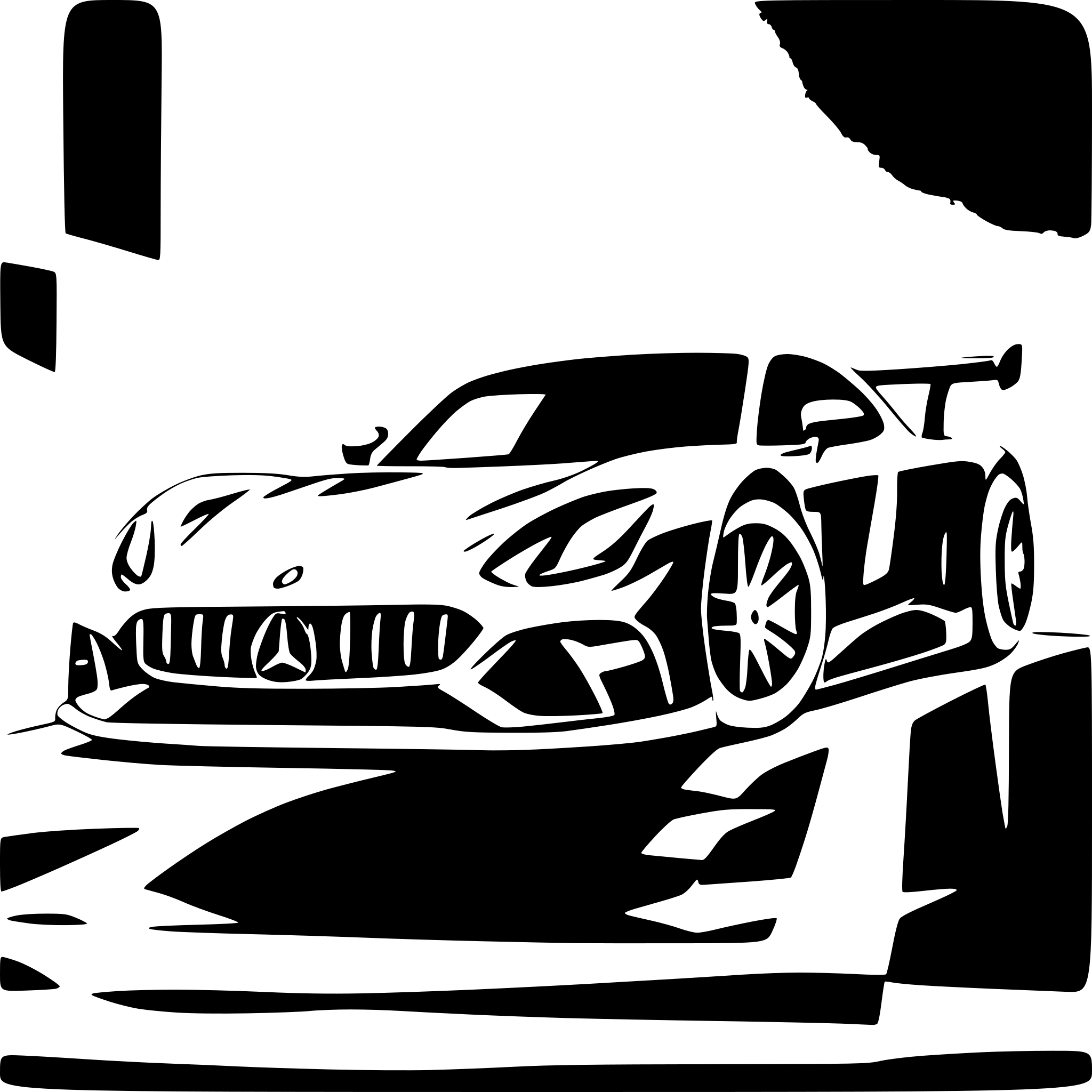 AI-generated SVG of a Mercedes AMG one as a drawing to color in. Without Logos.