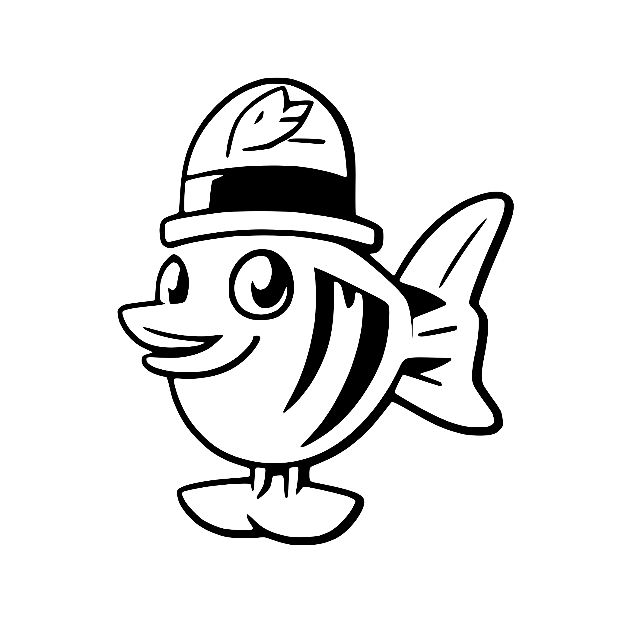 AI-generated SVG of 'a flying fish with a propeller hat'