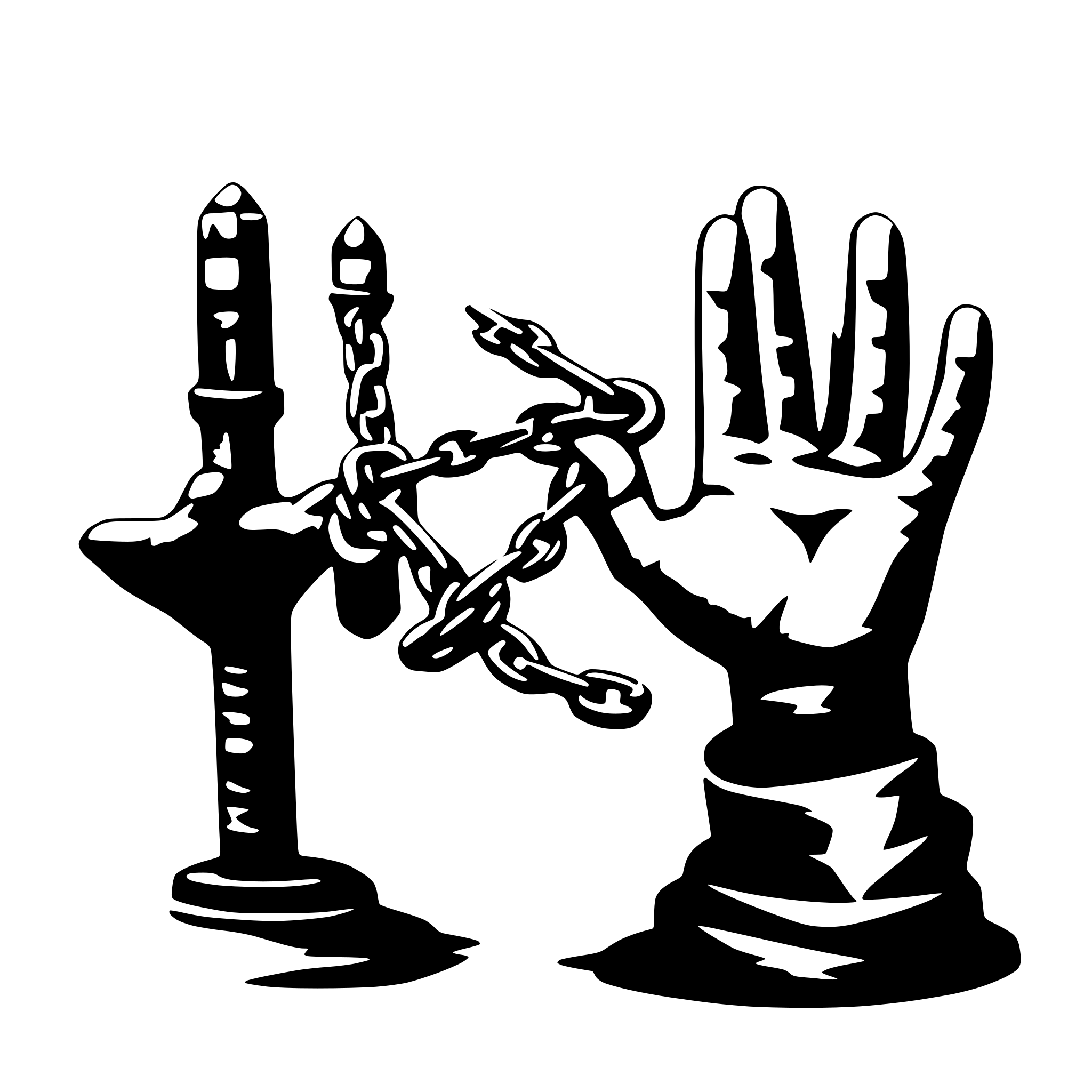 AI-generated SVG of a breaking chains on hands