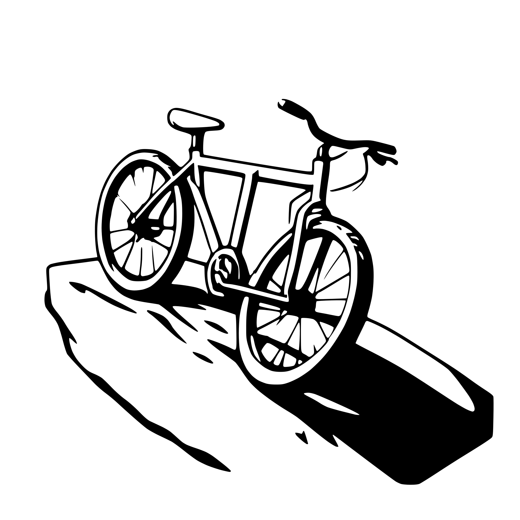 AI-generated SVG of a mountainbike breaking out of a picture frame