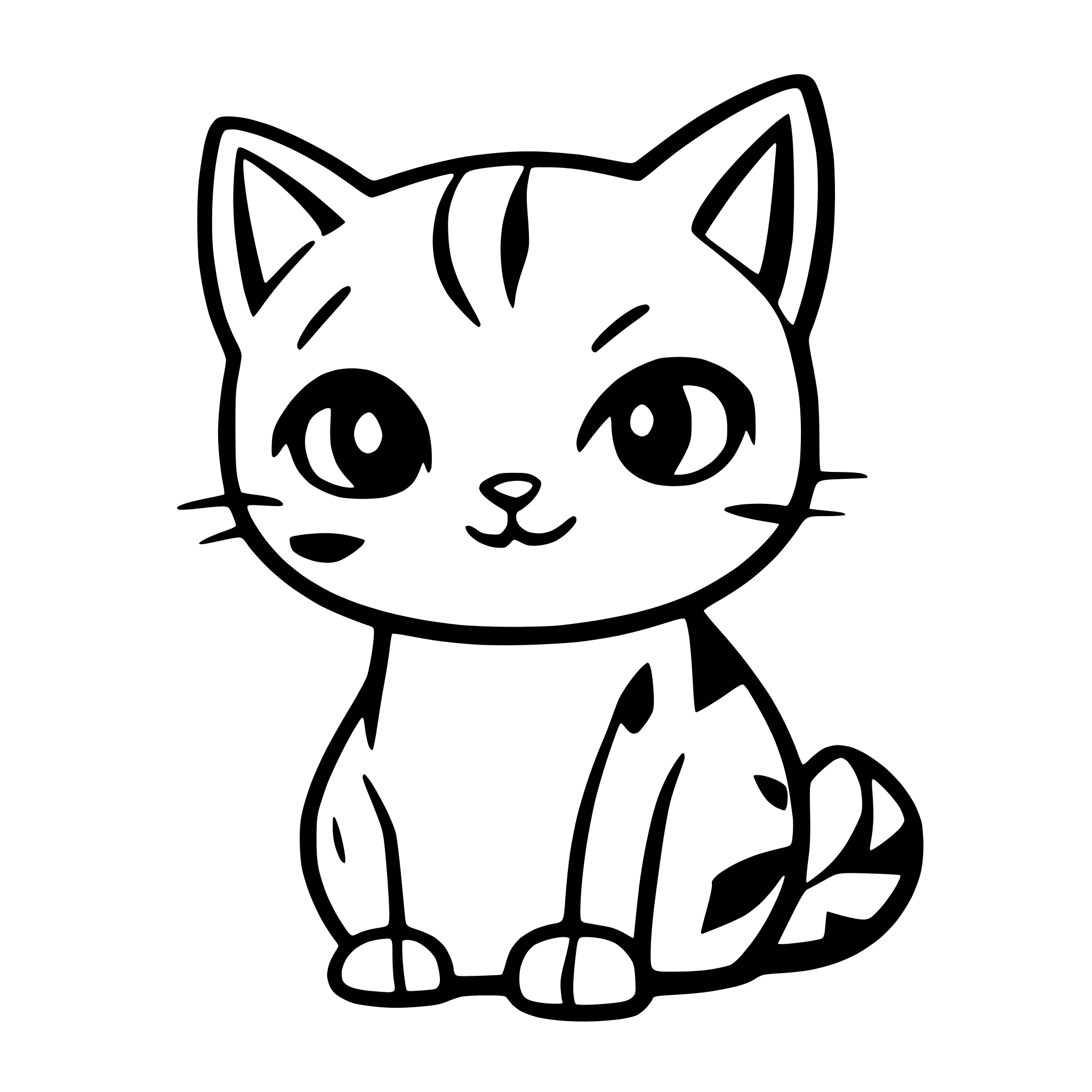 AI-generated SVG of 'cute cat line art'