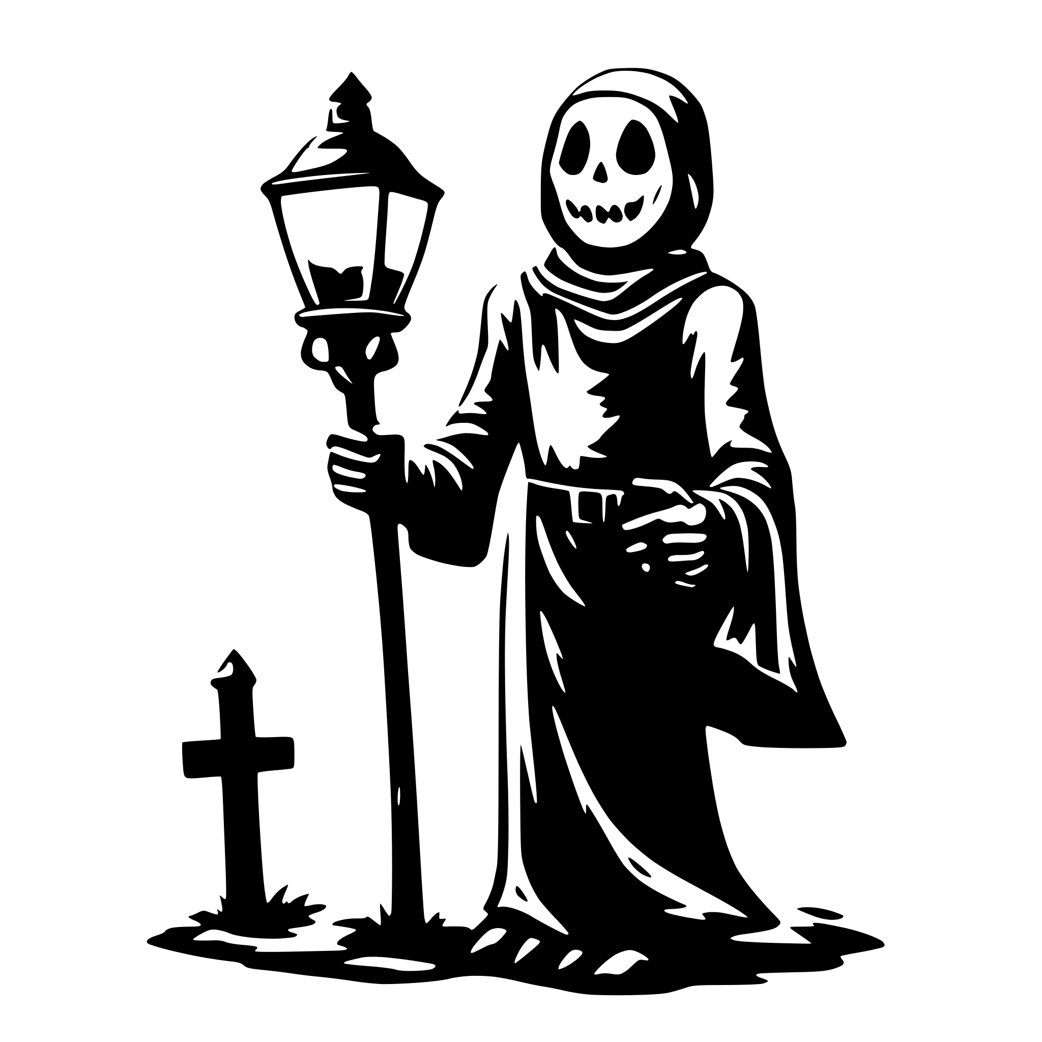 AI-generated SVG of 'ghost with a latern in the hand'